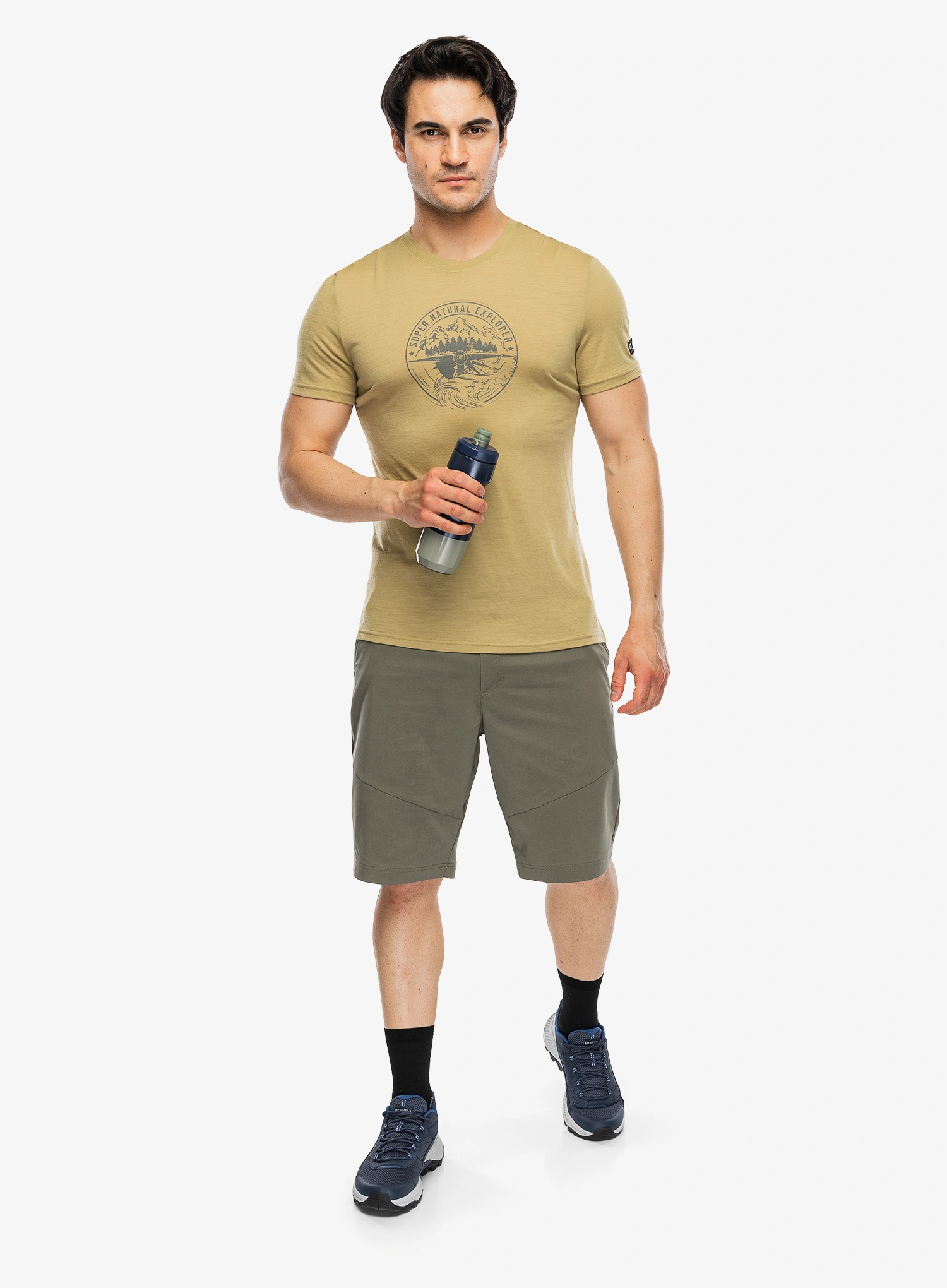 Majica s tiskom Super.natural Exploring Tee - sahara/cashmere grey melange