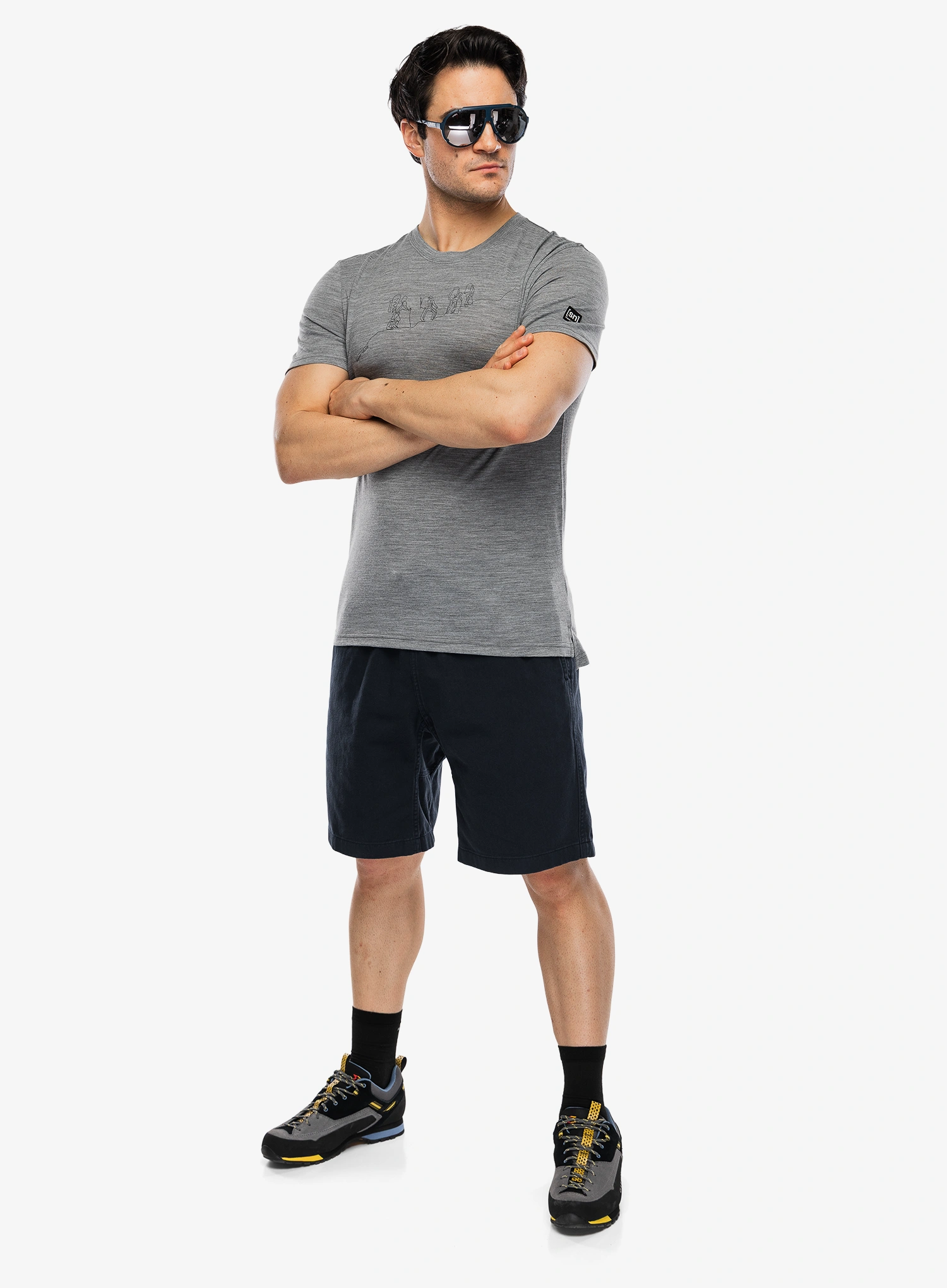 Majica s tiskom Super.natural Hiking Tee - c.mere grey mel/c.mere gry mel