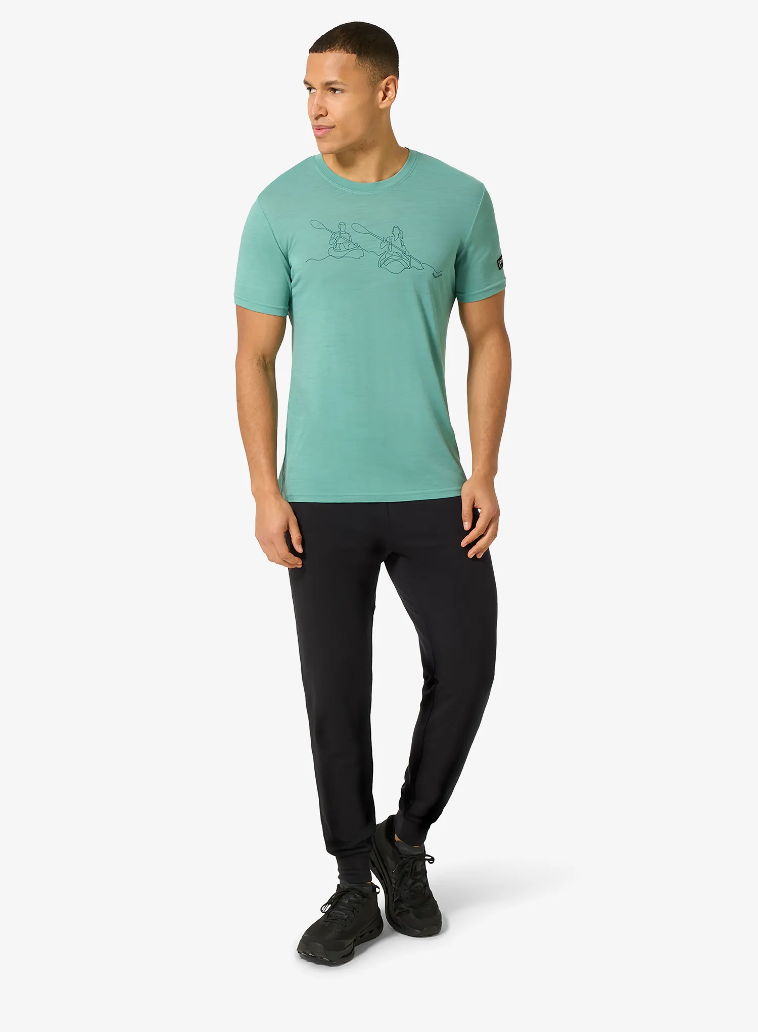 Majica s tiskom Super.natural Kanulines Tee - lagoon green/blueberry