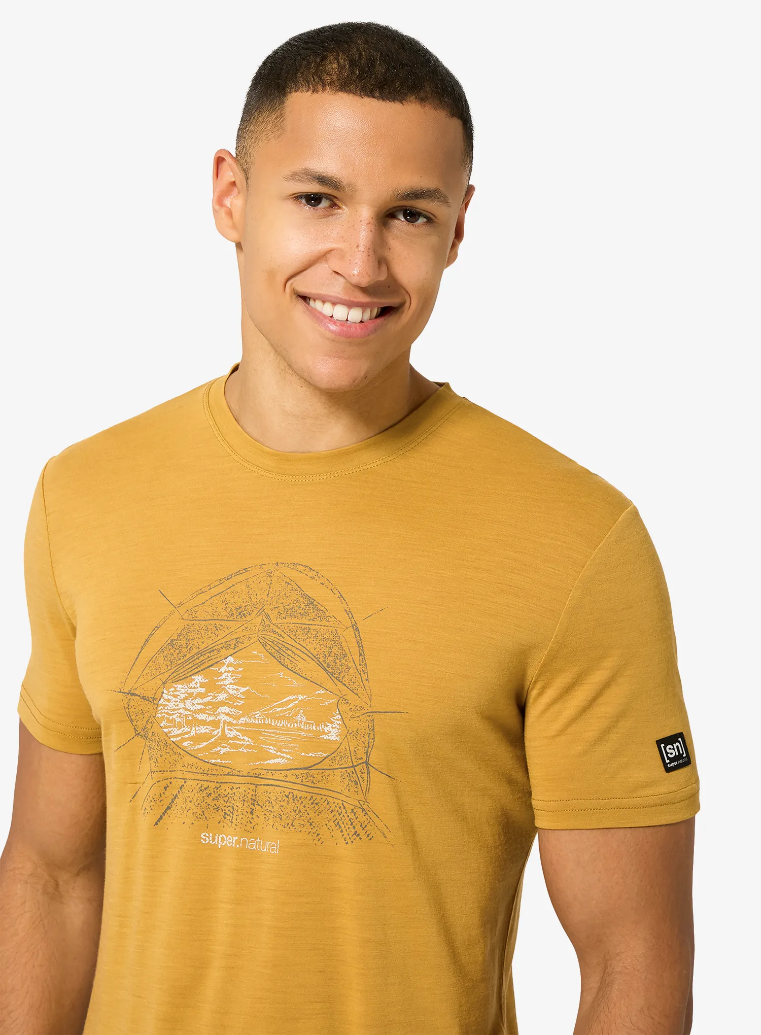 Majica s tiskom Super.natural Tent View Tee - dried tobacco/various