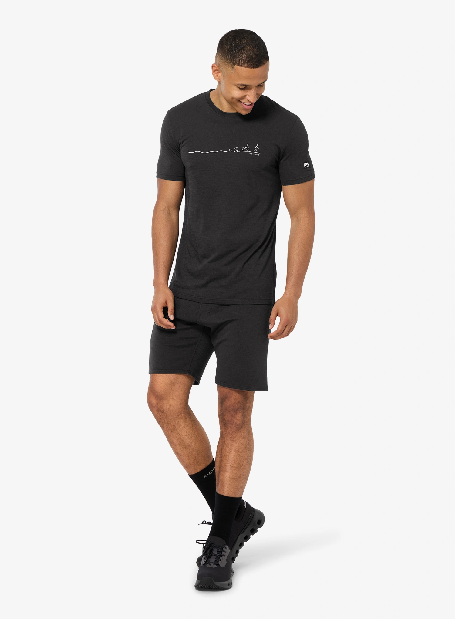 Majica s tiskom Super.natural Tri Tee - jet black/vapor grey