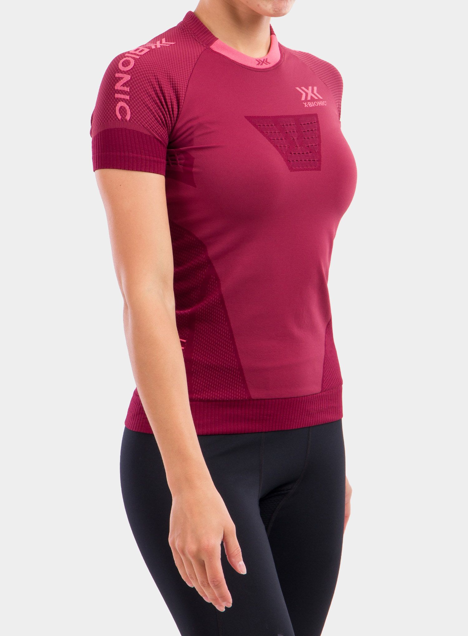 Ženska majica X-Bionic Invent 4.0 Run Speed - namib red/neon flamingo