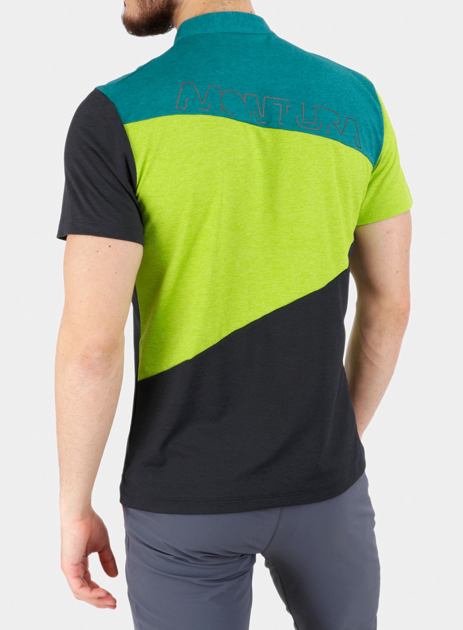 Majica Montura Vertical Block Zip T-shirt - baltic/acid green