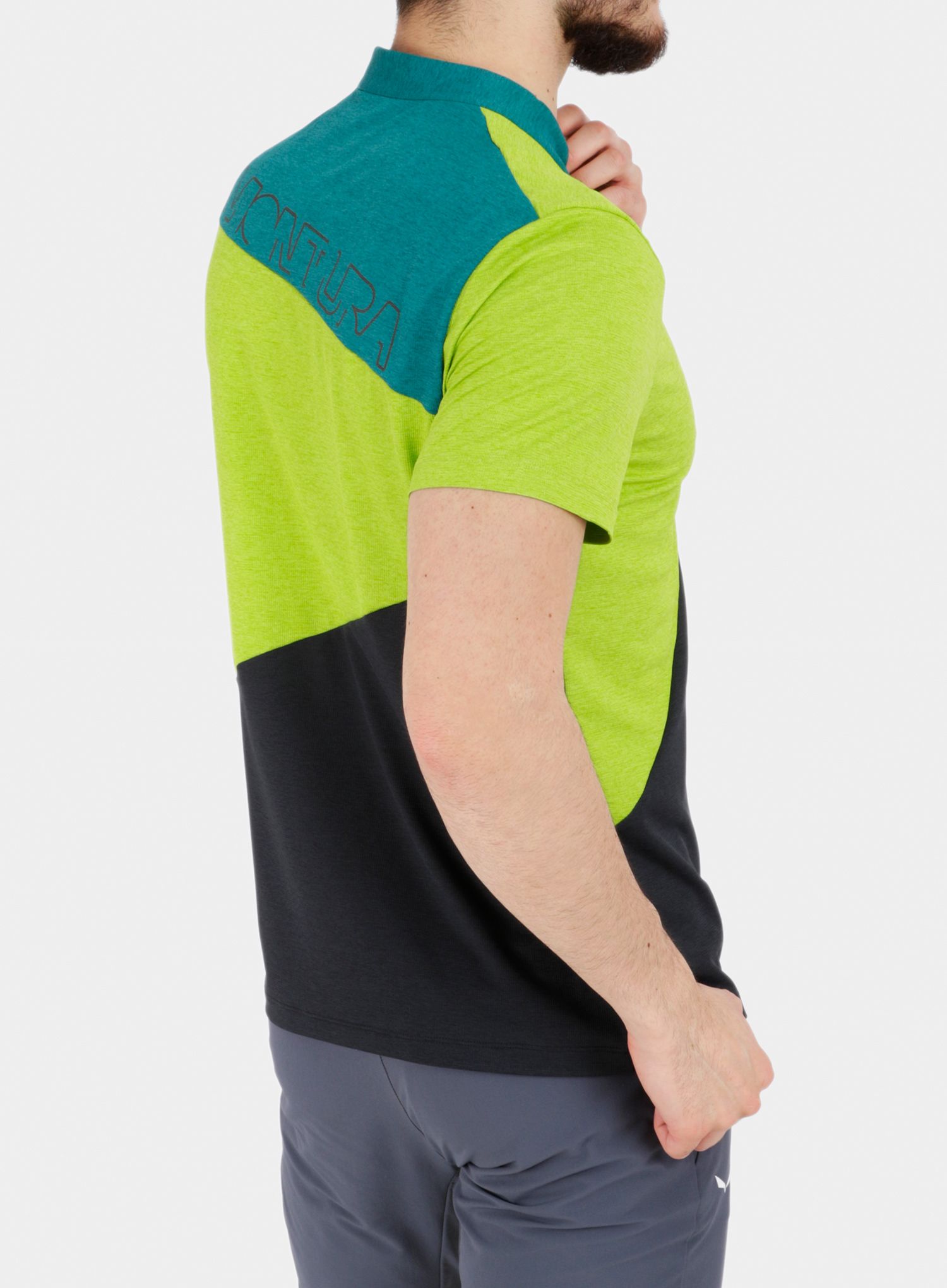 Majica Montura Vertical Block Zip T-shirt - baltic/acid green