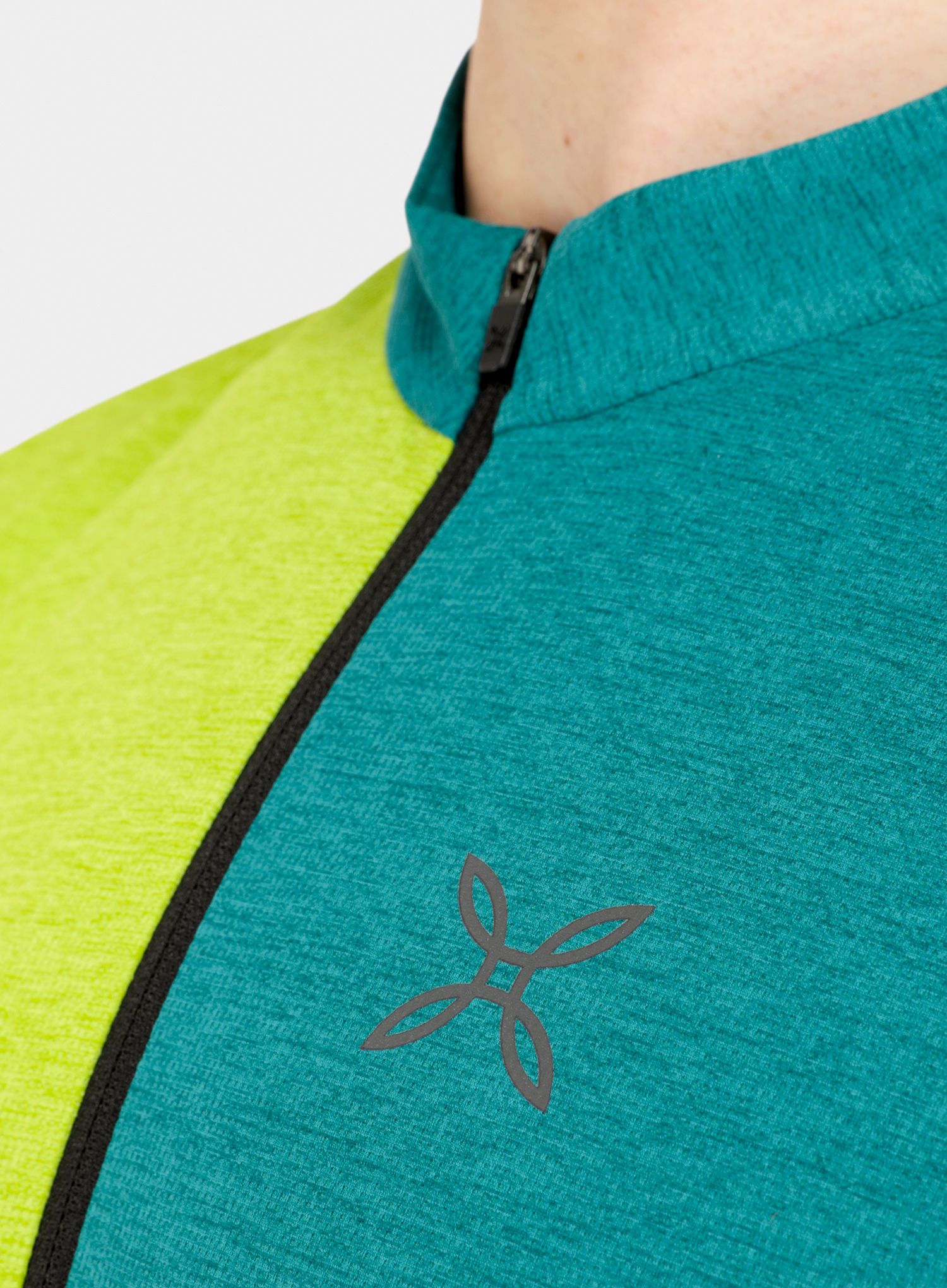 Majica Montura Vertical Block Zip T-shirt - baltic/acid green
