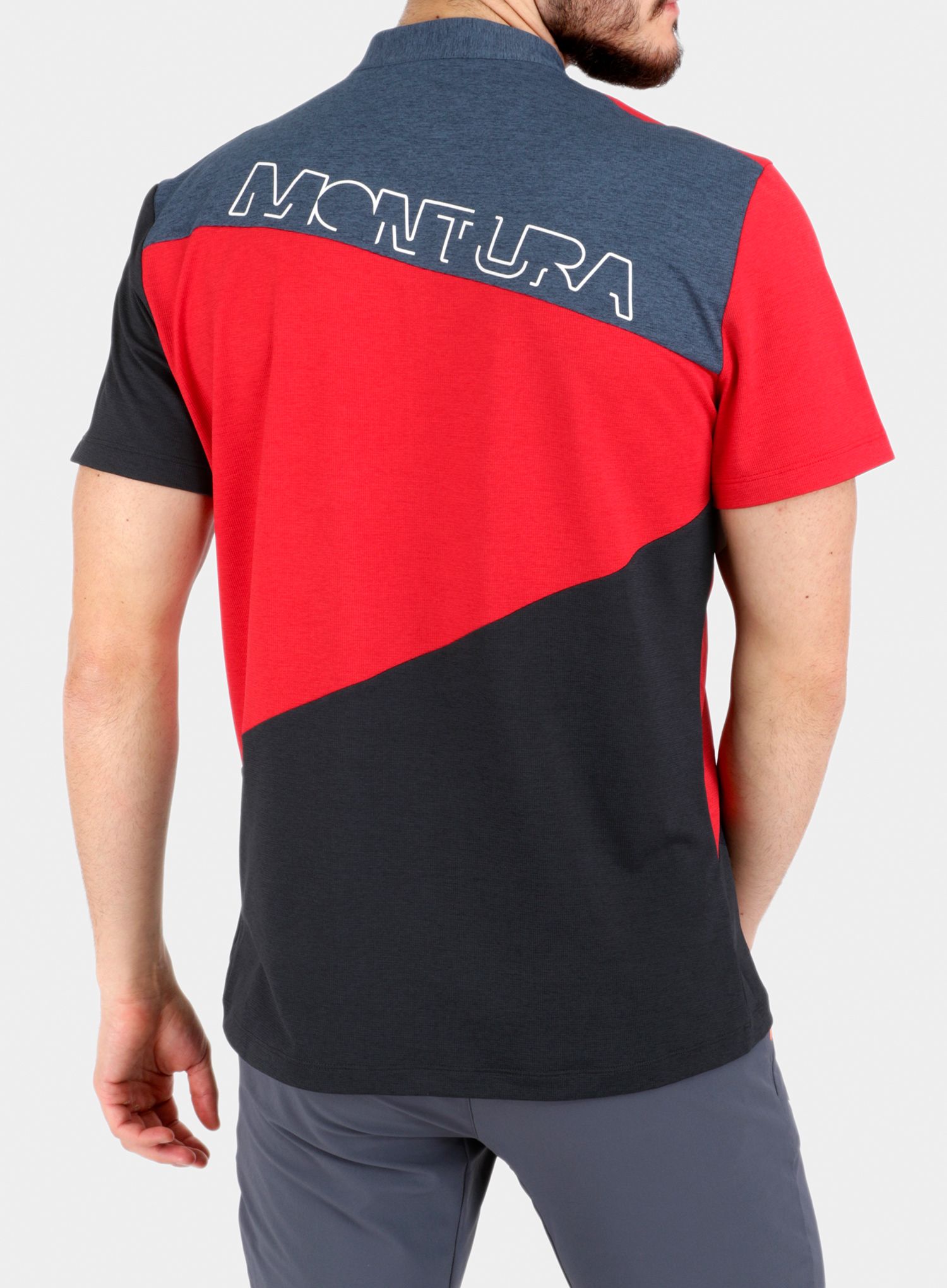 Brzosušeća majica Montura Vertical Block Zip T-shirt - red/powder blue