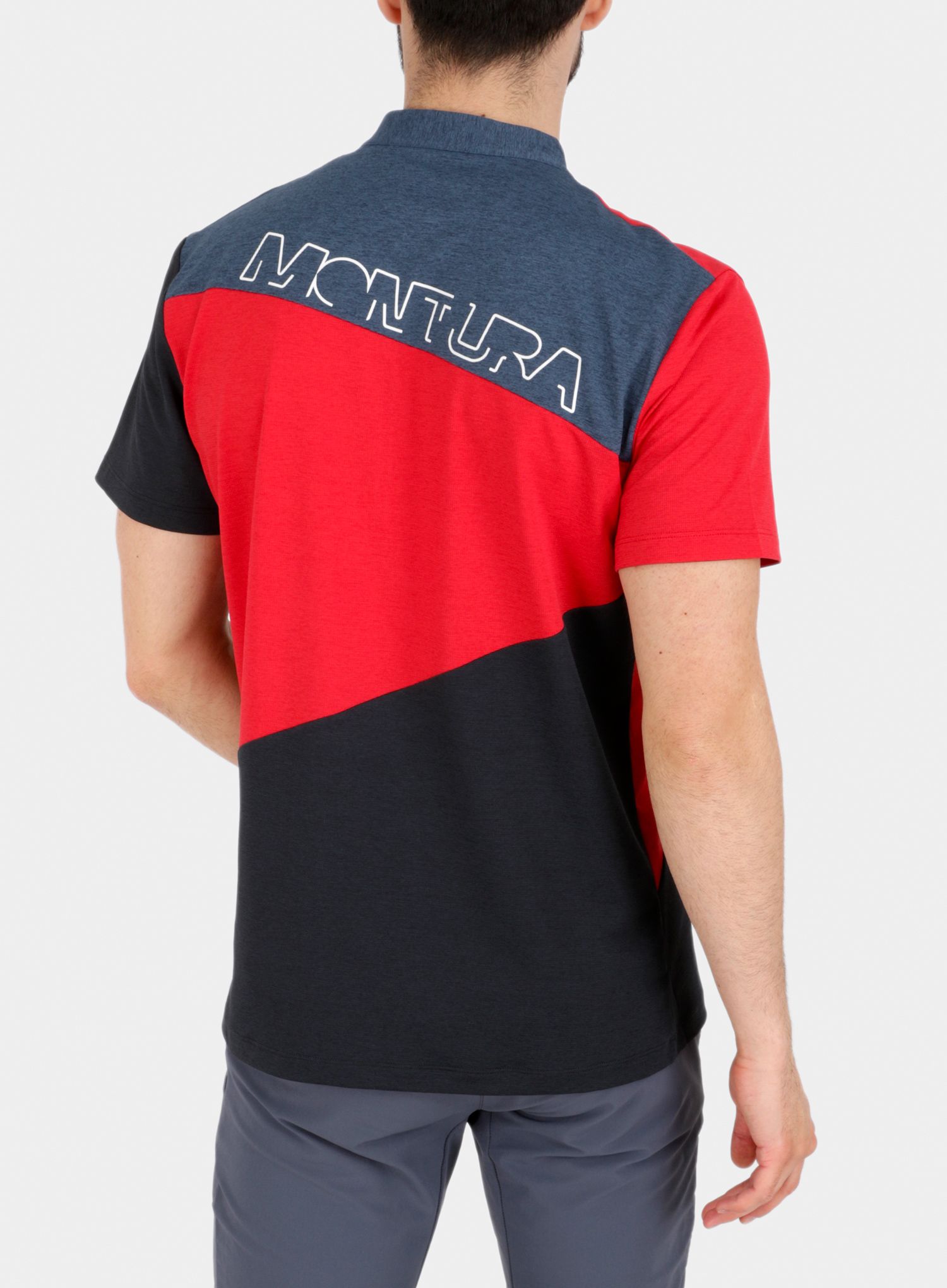 Brzosušeća majica Montura Vertical Block Zip T-shirt - red/powder blue