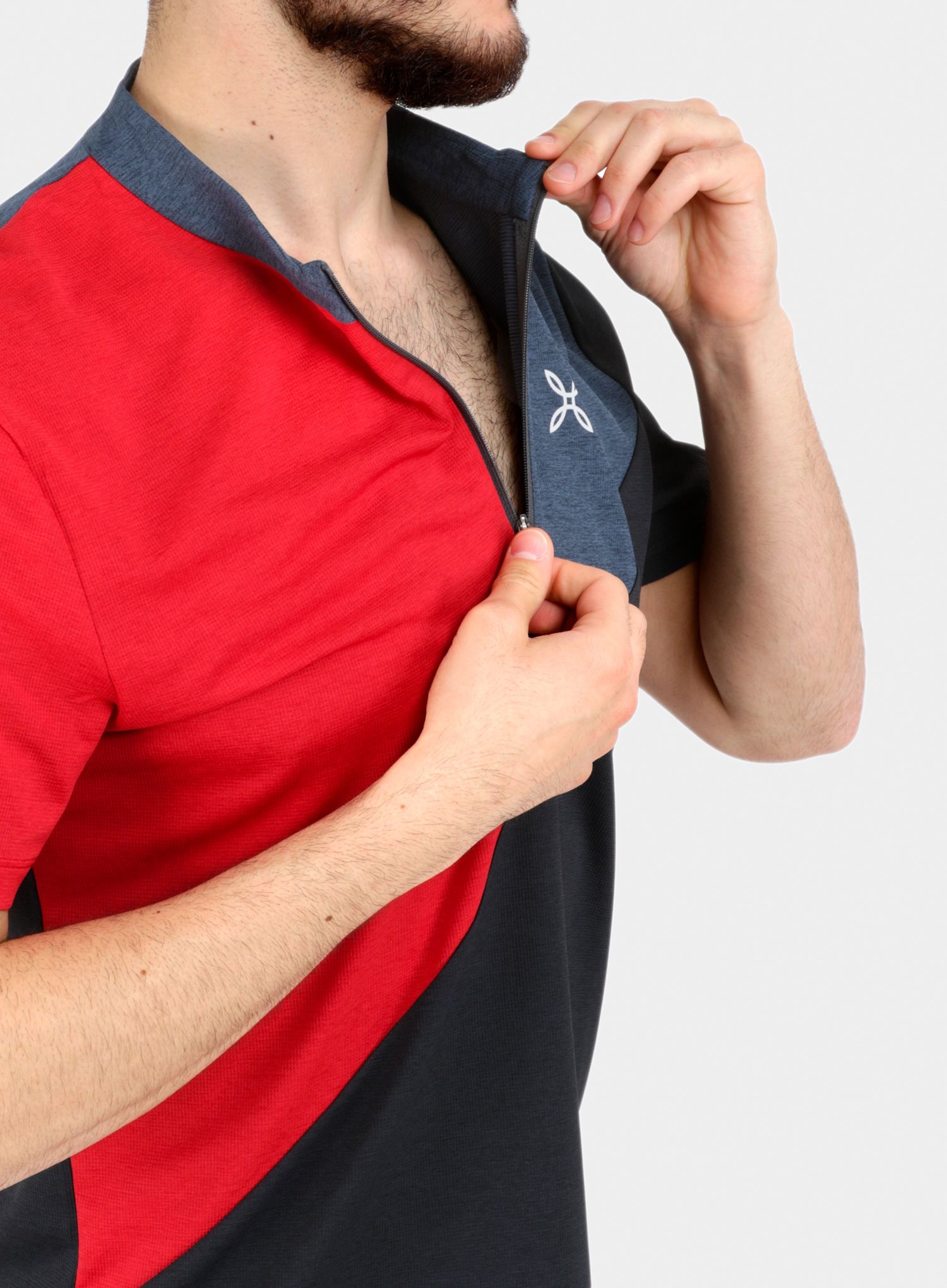 Brzosušeća majica Montura Vertical Block Zip T-shirt - red/powder blue