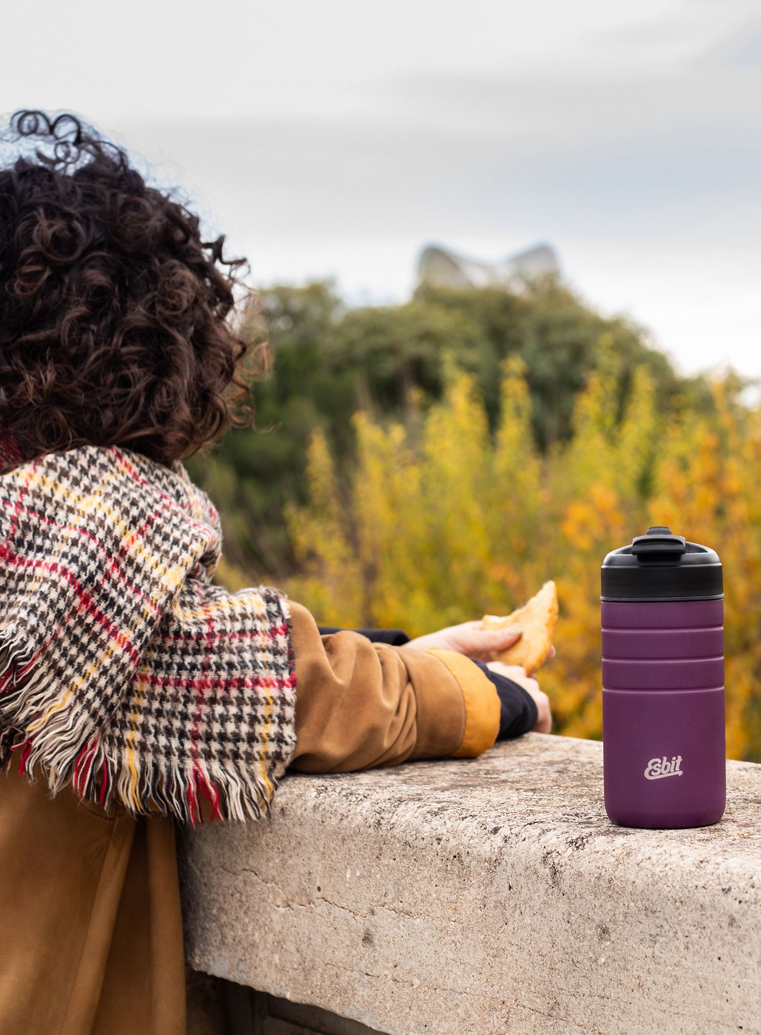 Termo šalica Esbit Majoris Thermo Mug Flip Top 450ml - aubergine