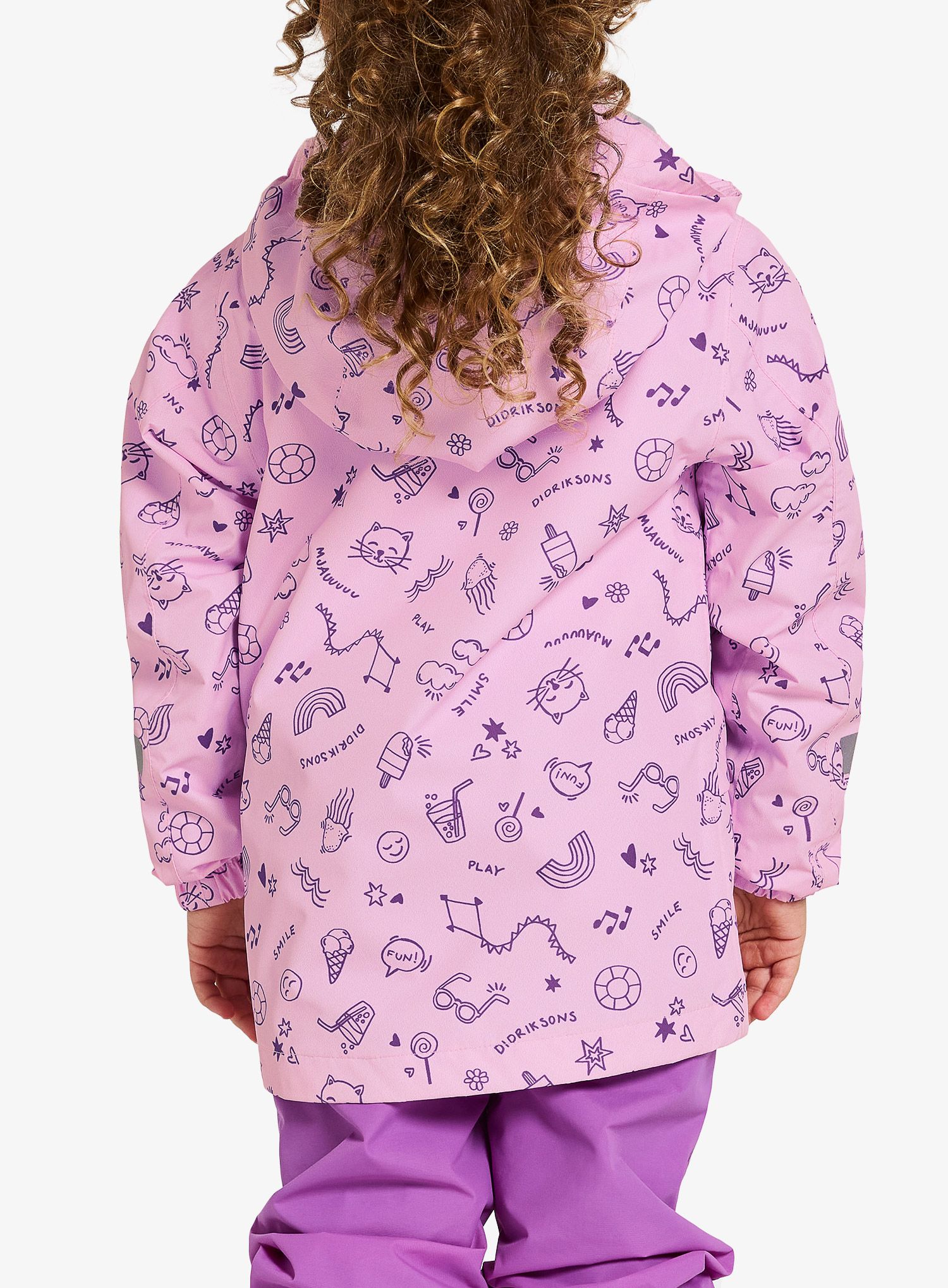 Jakna za djevojčice Didriksons Norma Print Jacket 3 - doodle orchid pink