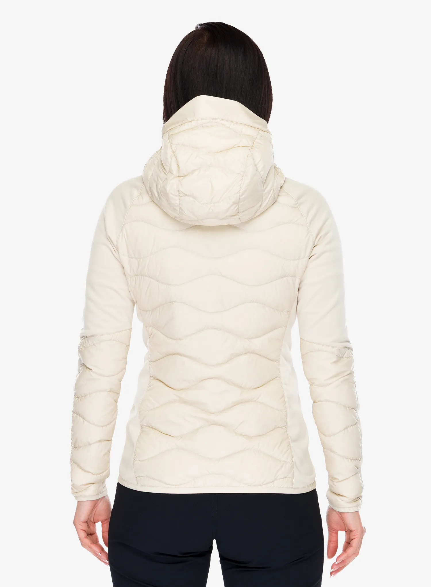 Ženska hibridna jakna Peak Performance Helium Down Hybrid Hood - sand fog