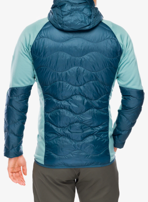 Hibridna jakna Peak Performance Helium Down Hybrid Hood - mountain lake/deluded vision