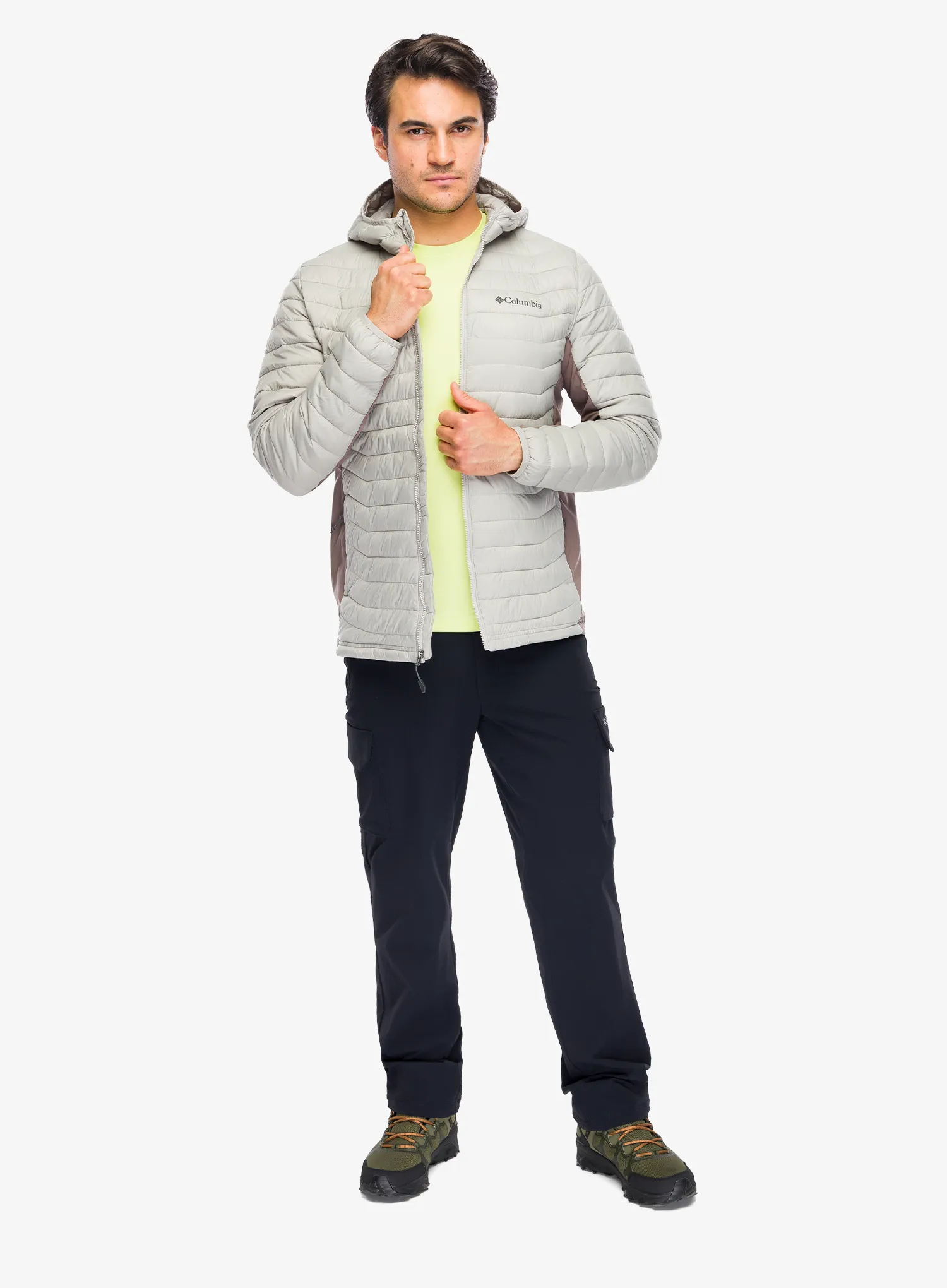Jakna s postavom Columbia Powder Pass Hybrid Hooded Jacket - flint grey/iron