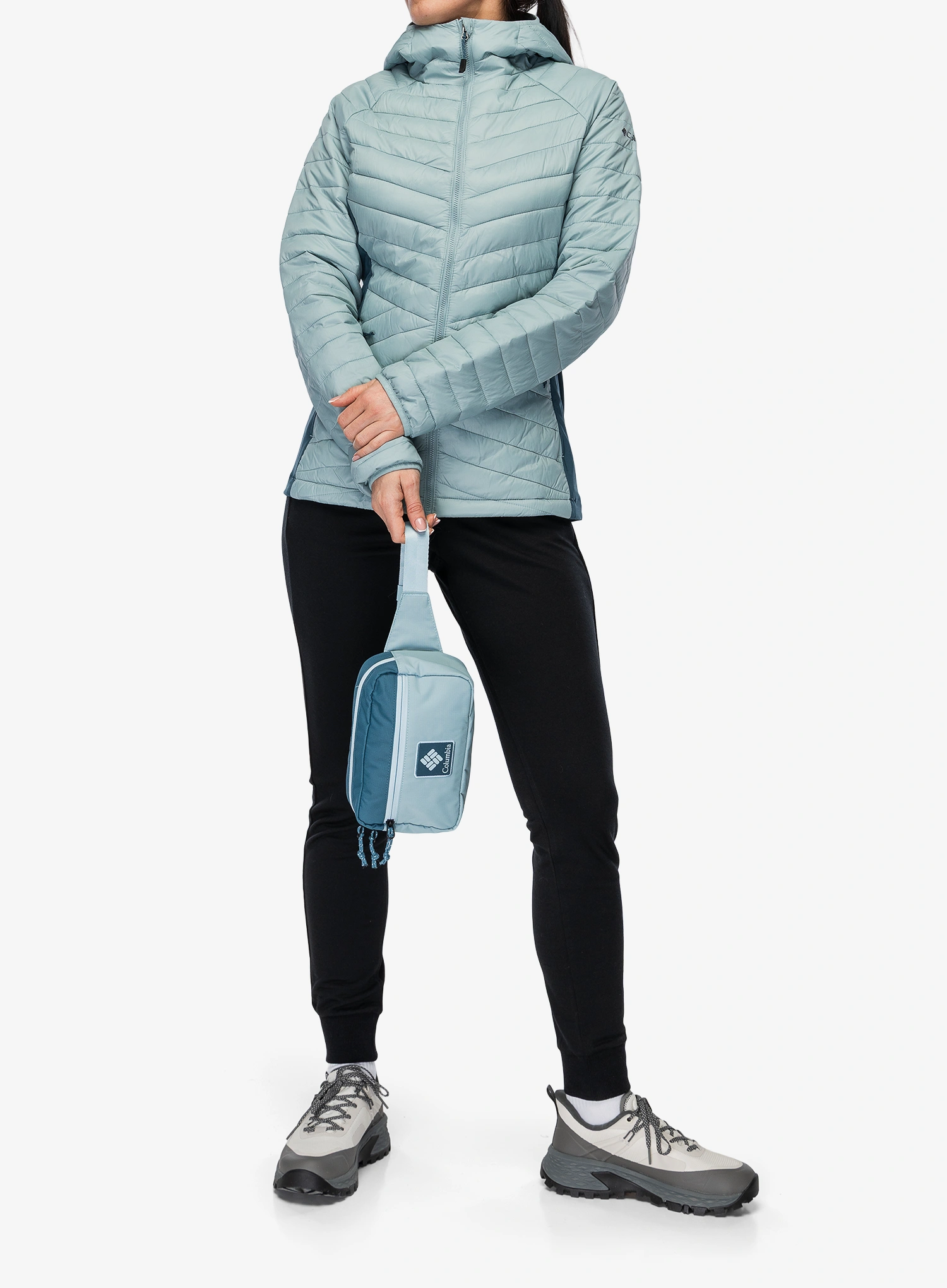 Jakna s postavom ženska Columbia Powder Pass III Hybrid Hooded Jkt - crushed blue/everblue