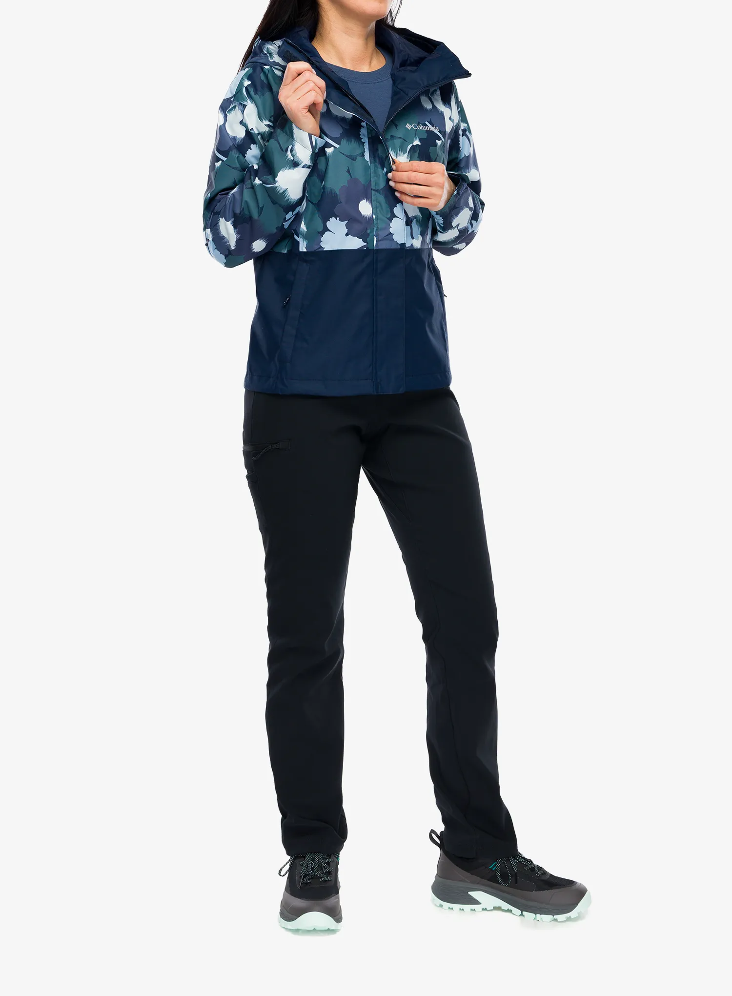 Ženska kišna jakna Columbia Hikebound Printed Jacket - collegiate navy/coll navy
