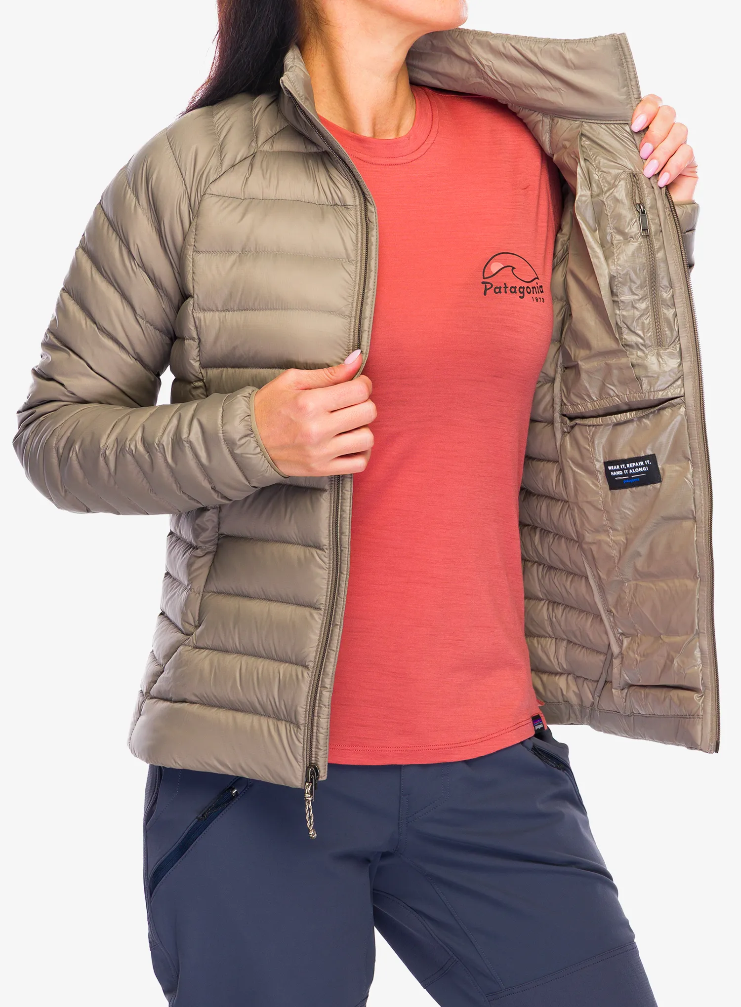Ženska perjana jakna Patagonia Down Sweater - wing grey