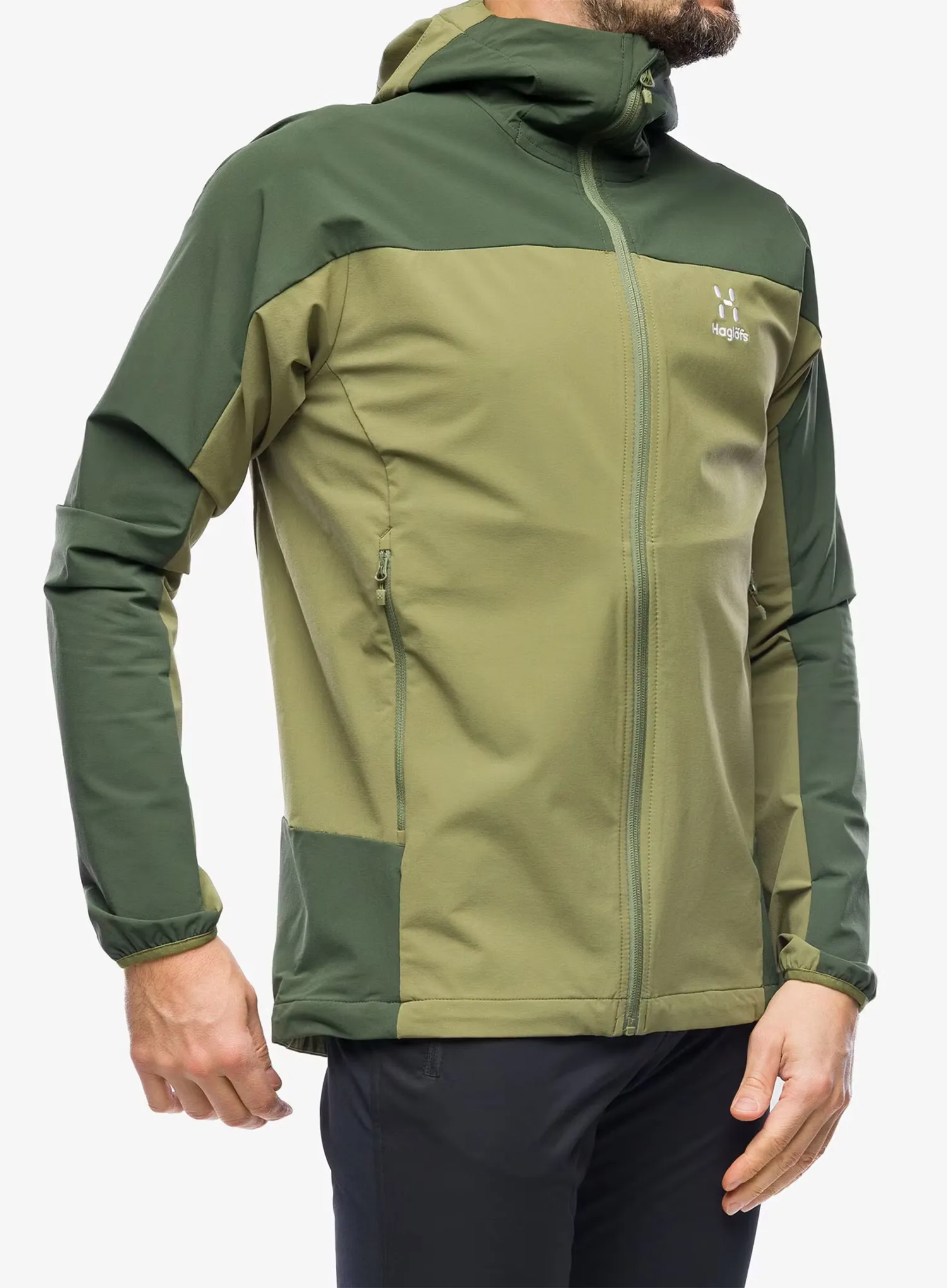 Softshell jakna Haglofs Moran Softshell Hood - olive green/seaweed green