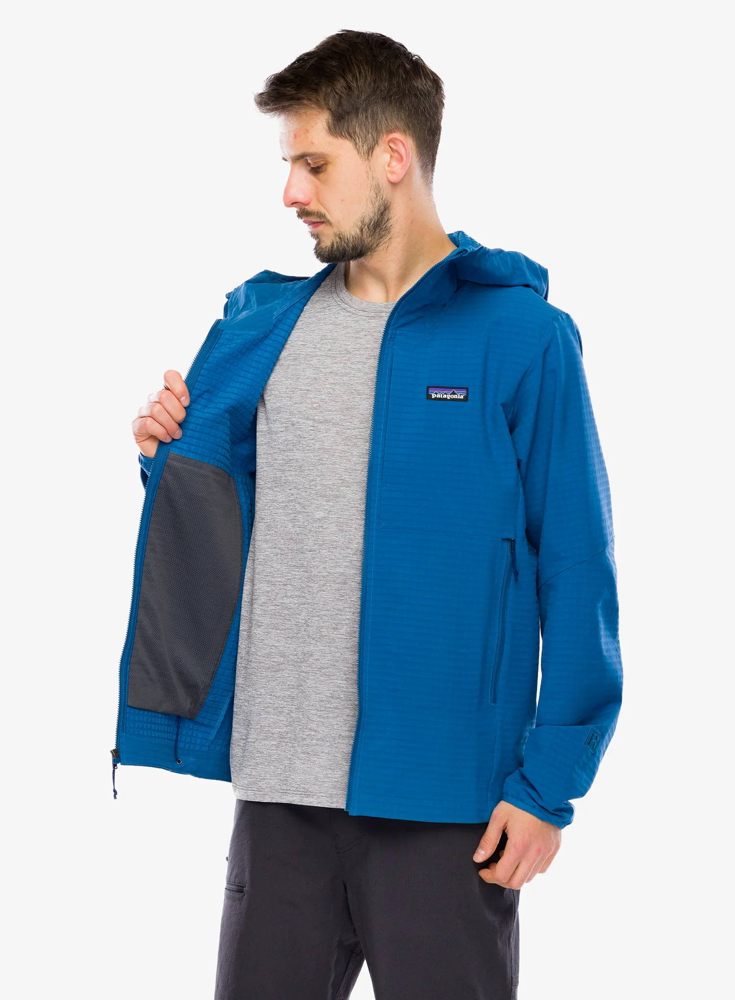 Softshell jakna Patagonia R1 TechFace Hoody - aquatic blue