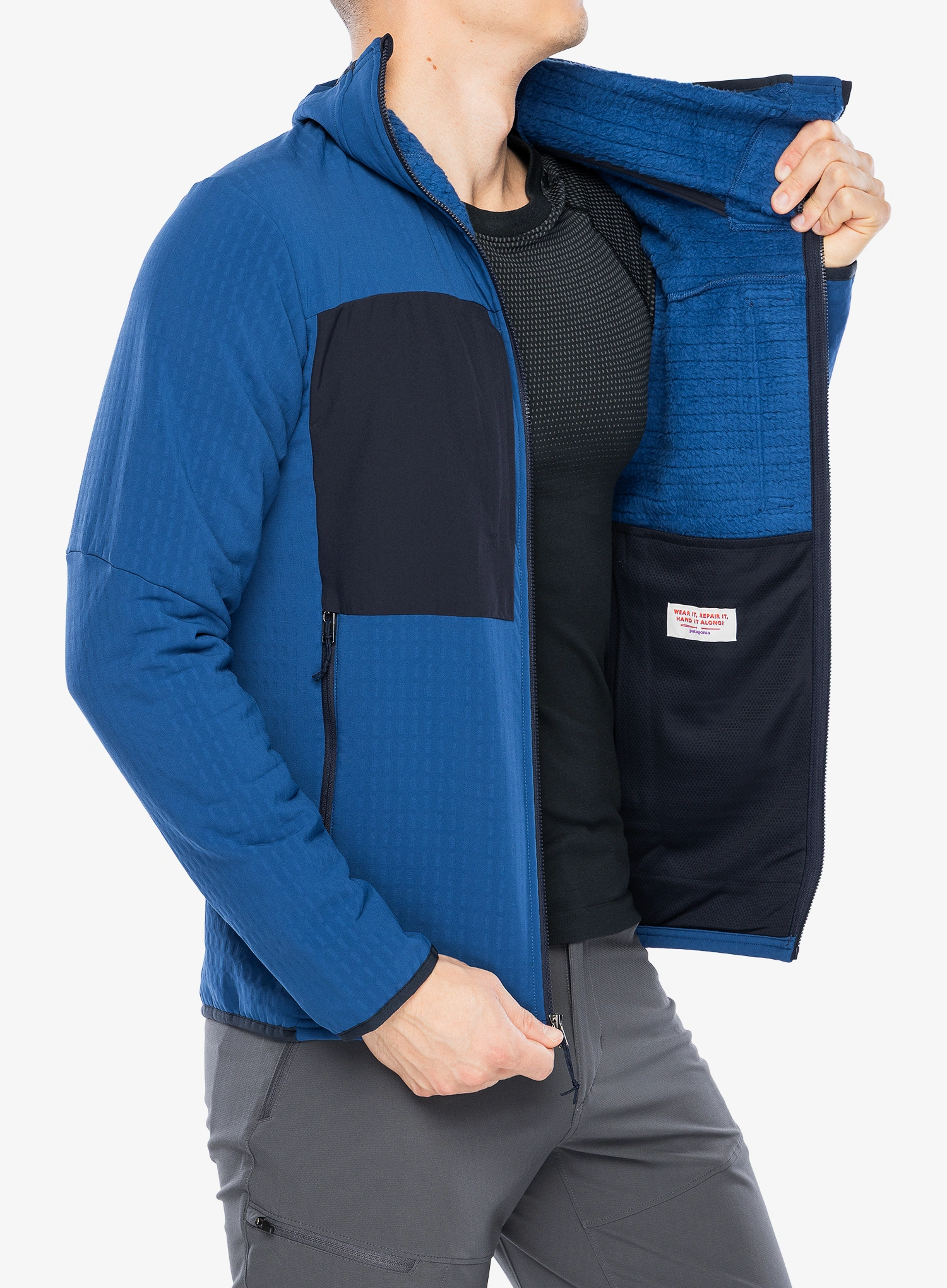 Softshell jakna Patagonia R2 TechFace Hoody - clement blue
