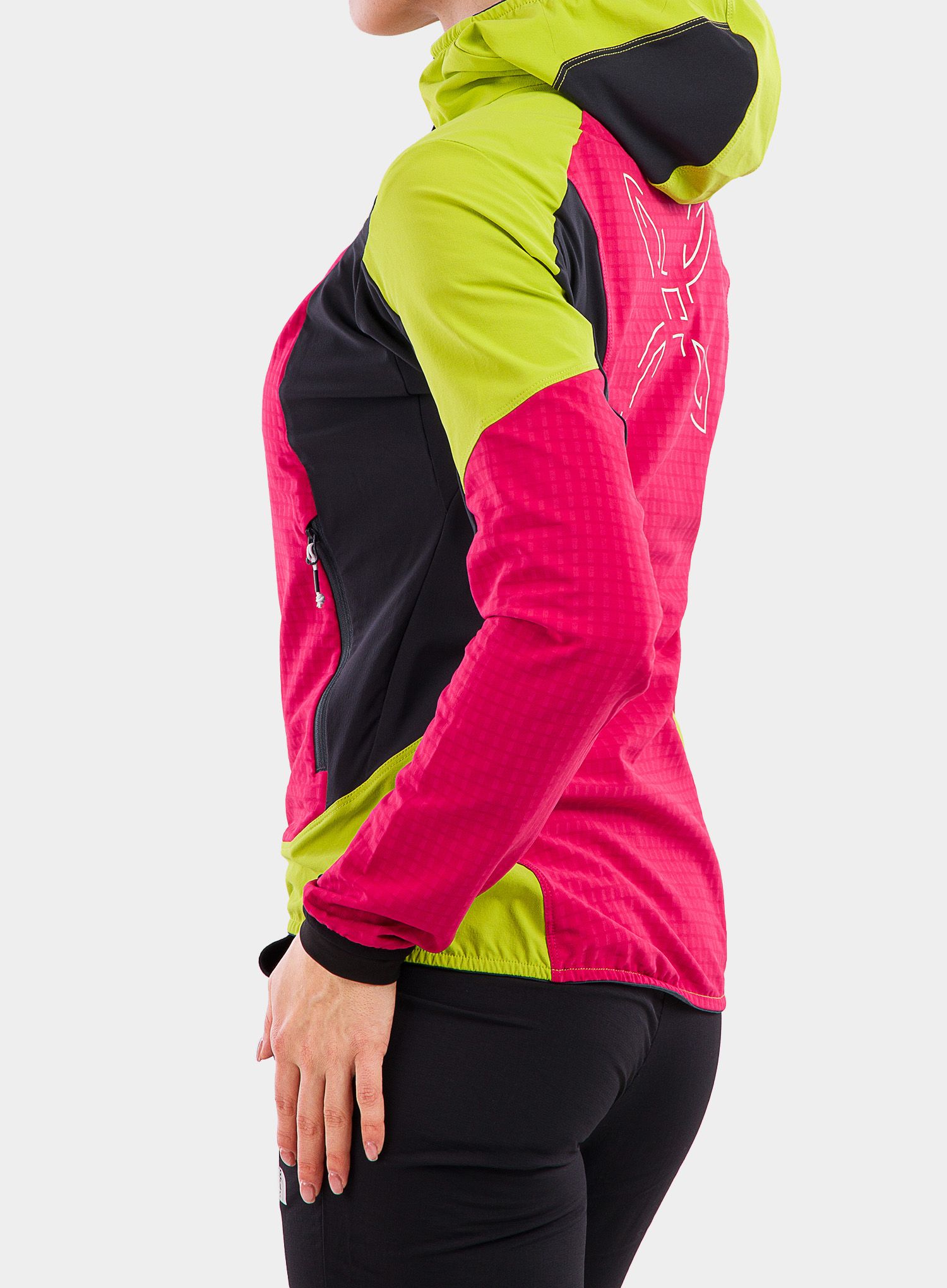 Ženska jakna Montura Wind Revolution Hoody Jacket - sugar rose/lime green