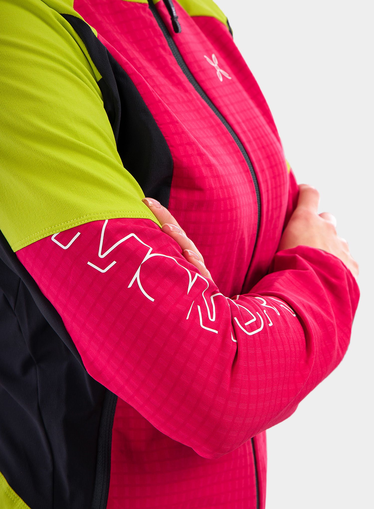 Ženska jakna Montura Wind Revolution Hoody Jacket - sugar rose/lime green