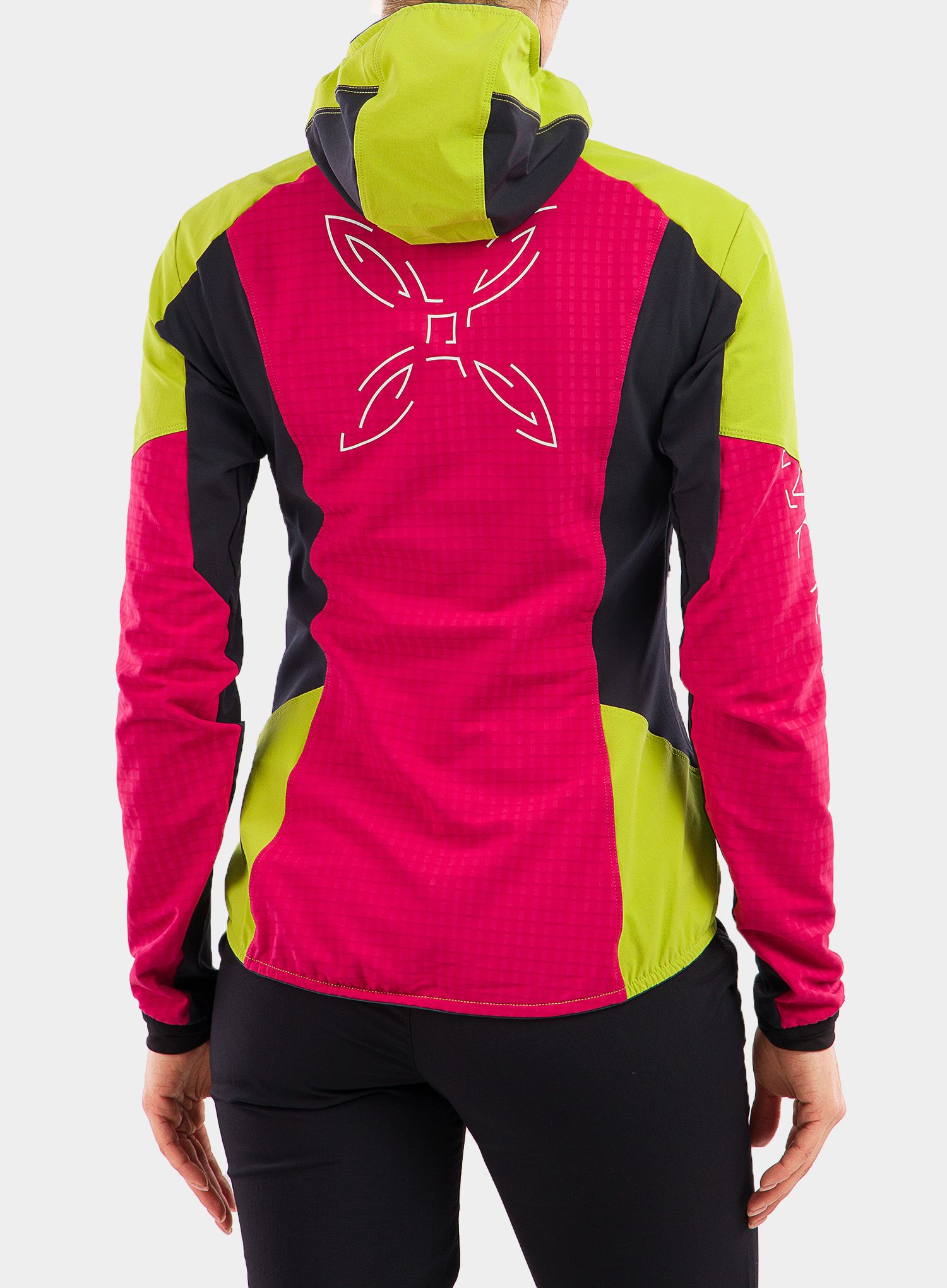 Ženska jakna Montura Wind Revolution Hoody Jacket - sugar rose/lime green