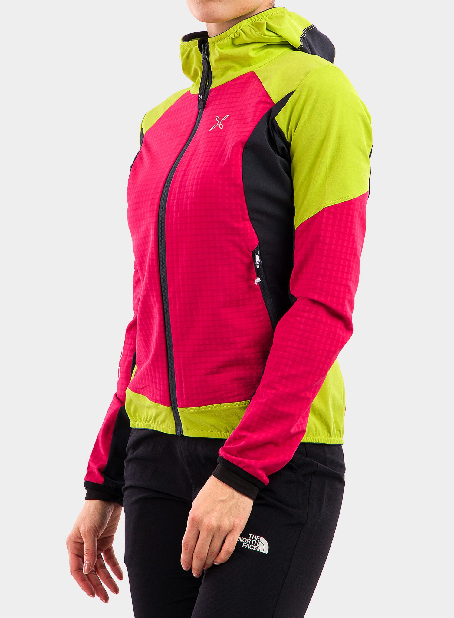 Ženska jakna Montura Wind Revolution Hoody Jacket - sugar rose/lime green