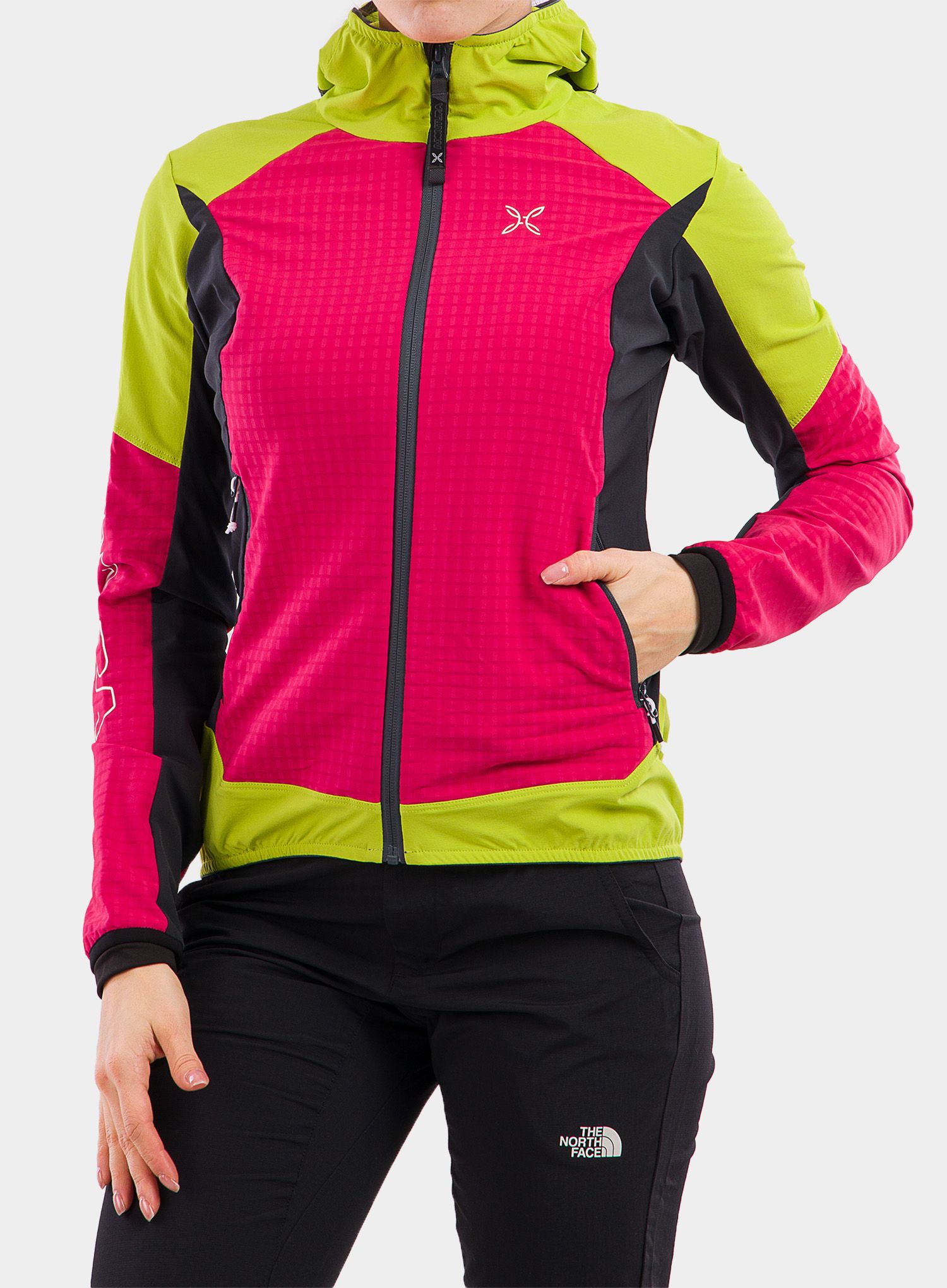 Ženska jakna Montura Wind Revolution Hoody Jacket - sugar rose/lime green