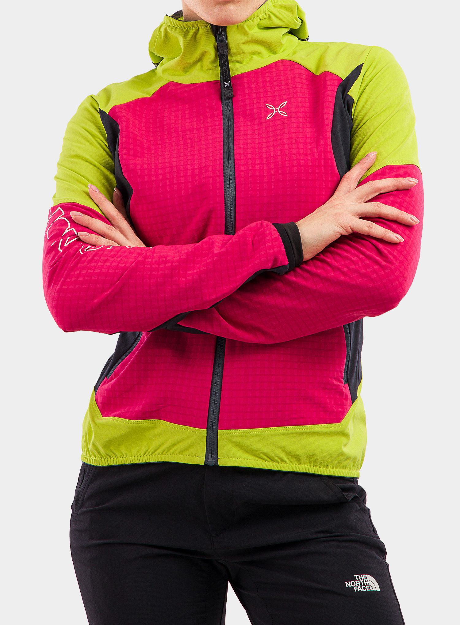 Ženska jakna Montura Wind Revolution Hoody Jacket - sugar rose/lime green