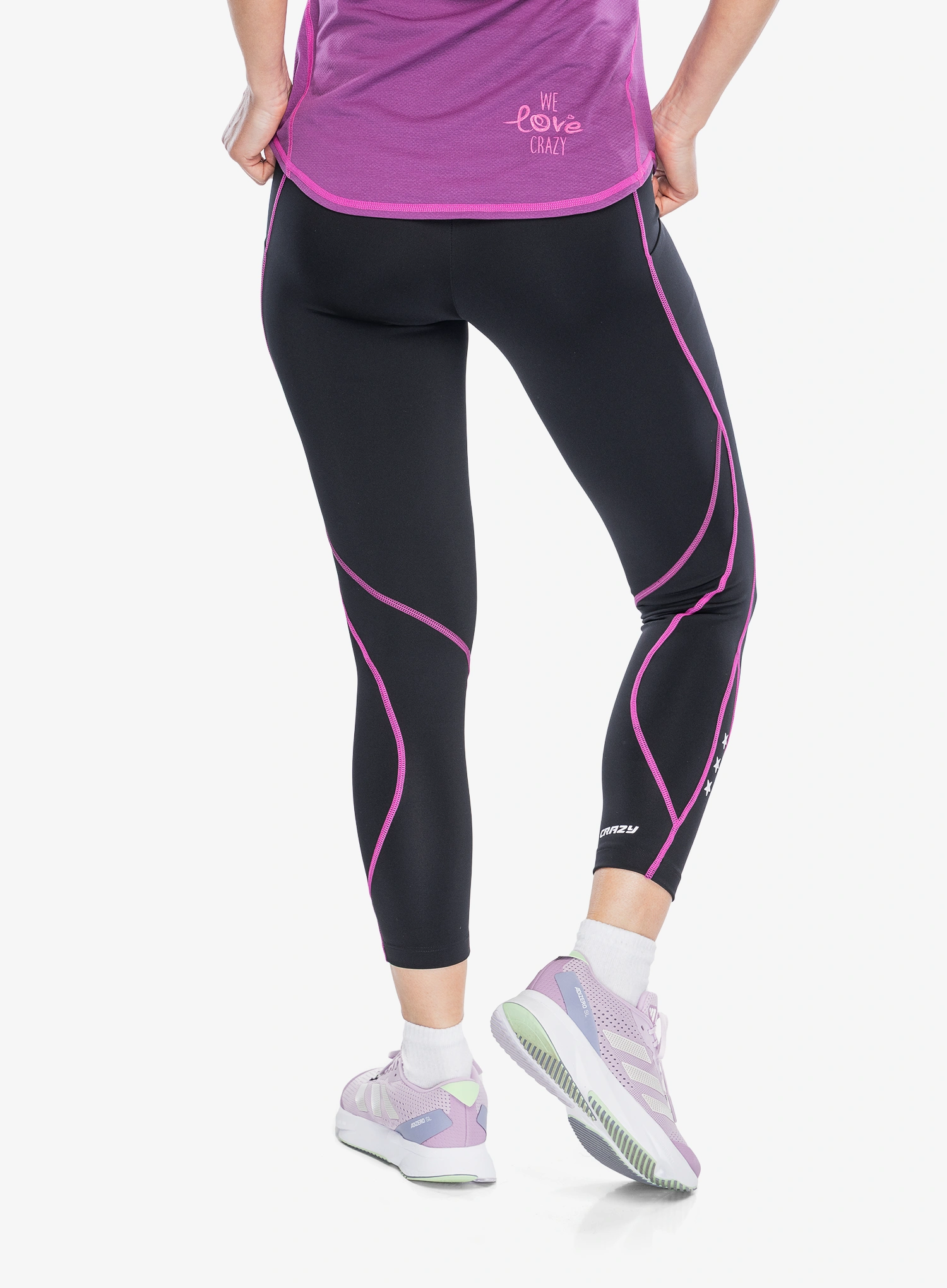Ženske tajice za trčanje Crazy Leggings Cute Light - pop