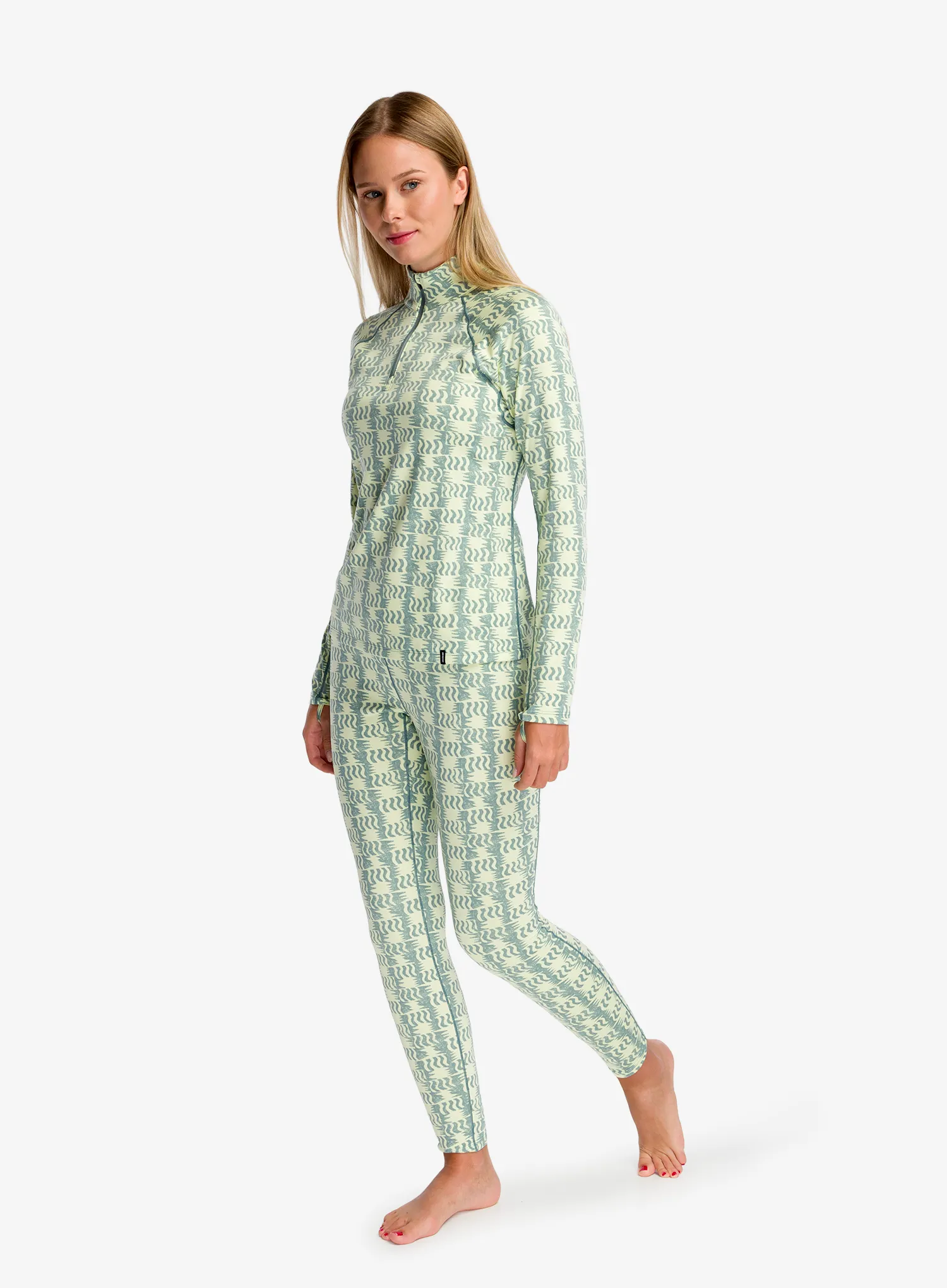 Ženske termo tajice Patagonia Cap MW Bottoms - sun quilt/blue sage