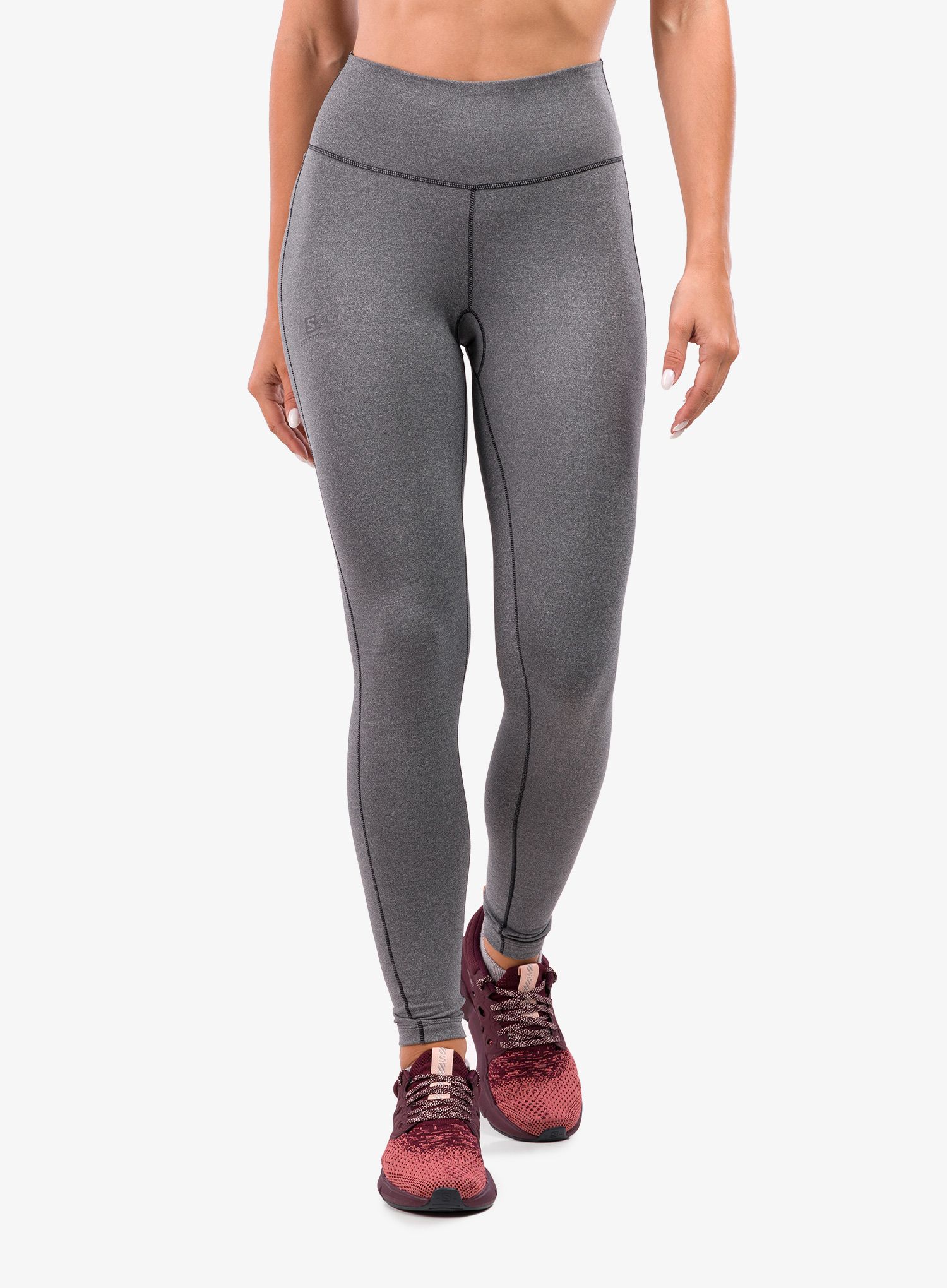 Ženske tajice za trčanje Salomon Essential Warm Tights - black/heather