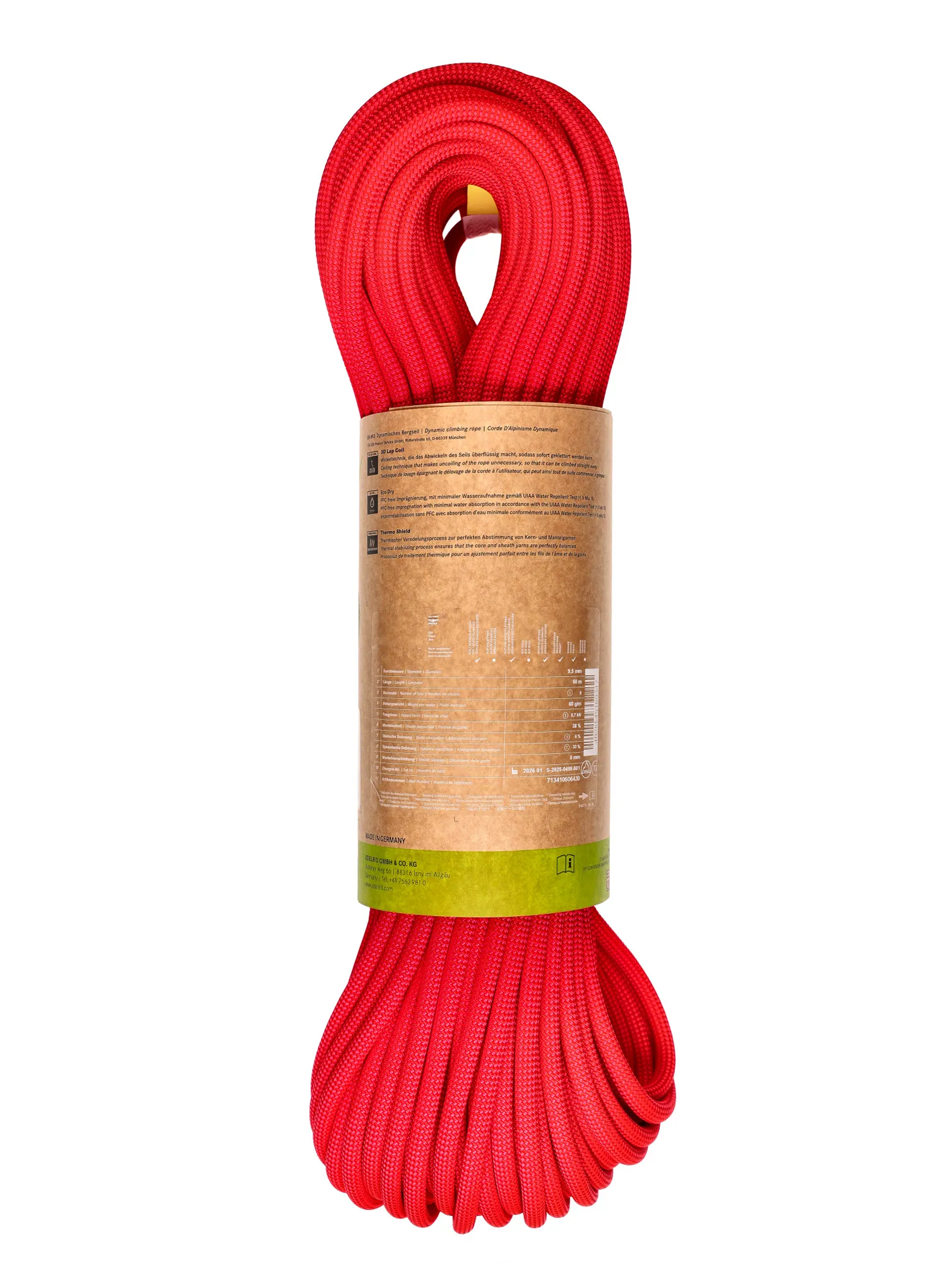 Dinamičko uže Edelrid Eagle Lite Eco Dry 9,5 mm 60 m - neon coral