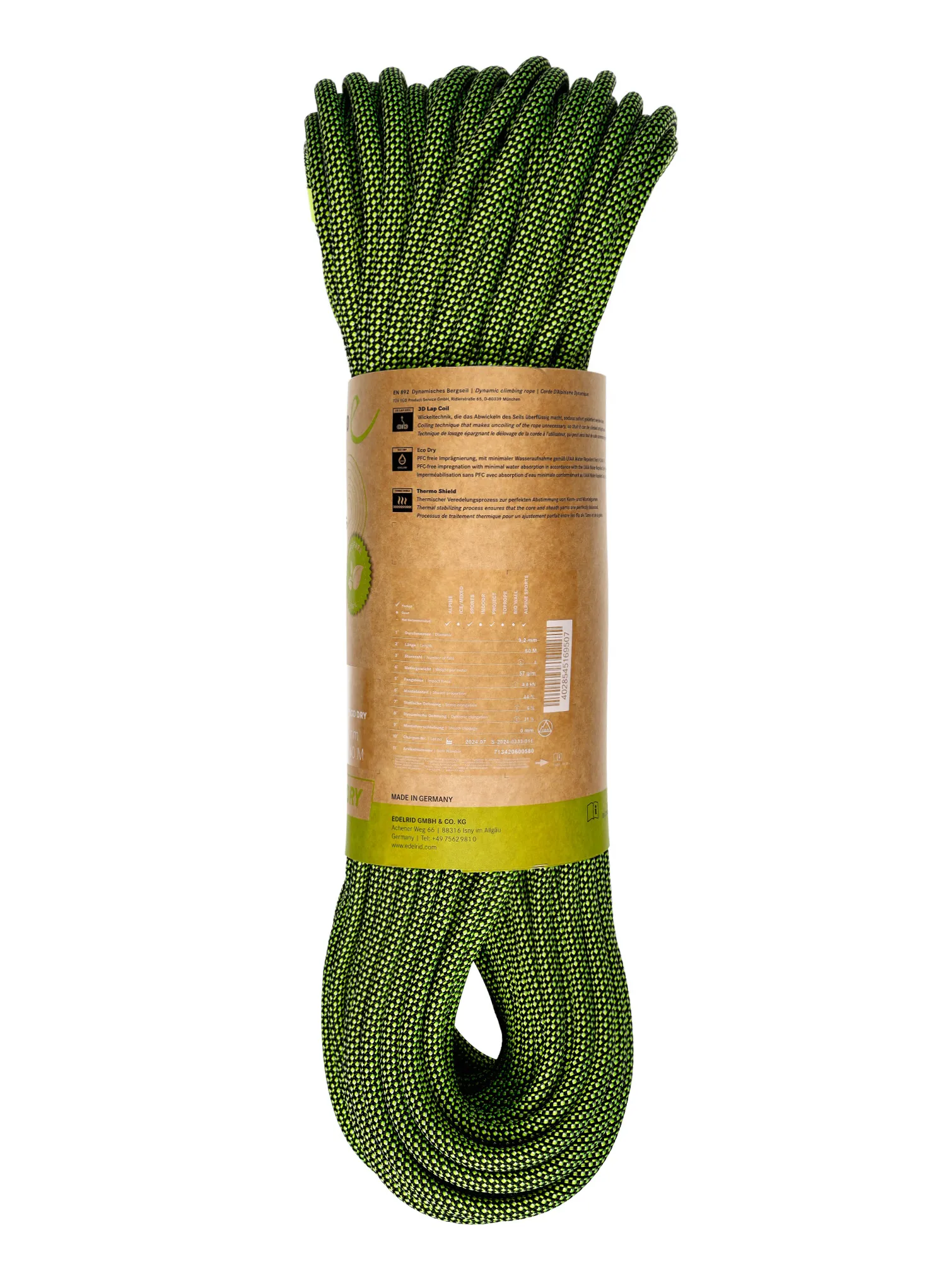 Dinamičko uže Edelrid Hummingbird Eco Dry 9,2 mm 60 m - night/citrus