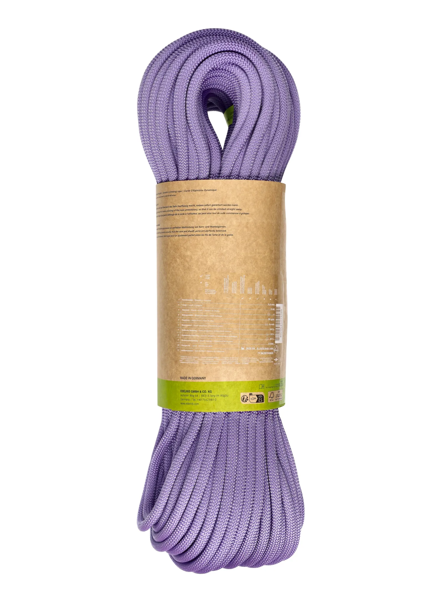 Dinamičko uže Edelrid Neo 100 3R 9,6 mm 70 m - lavender