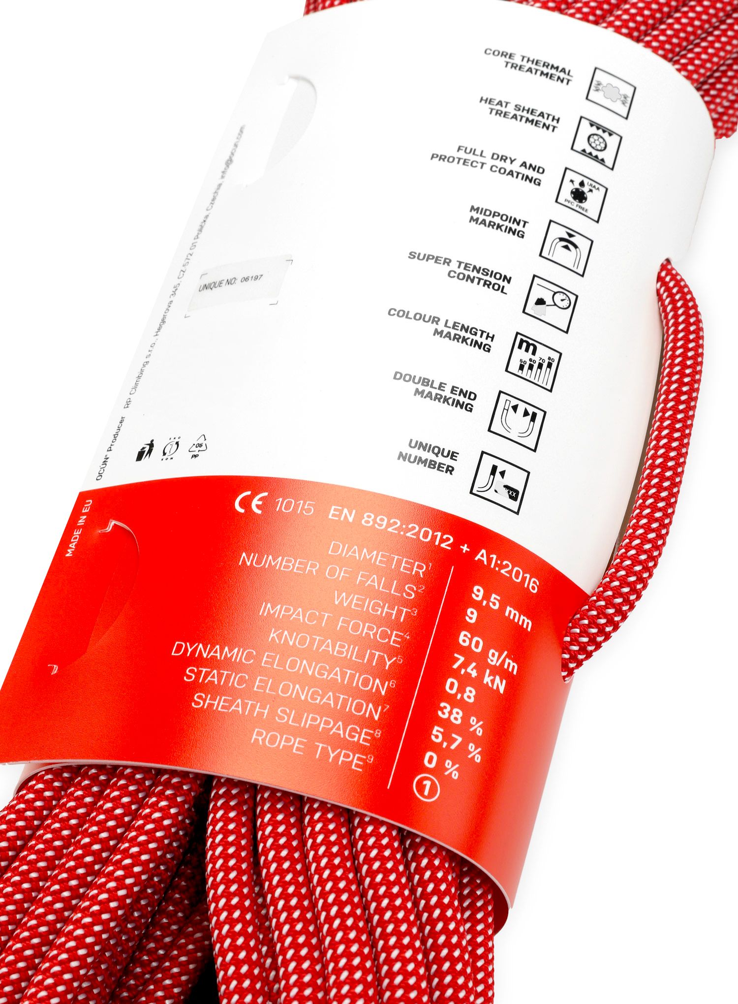 Uže za penjanje Ocun Spirit 9,5 mm 80 m - red/white
