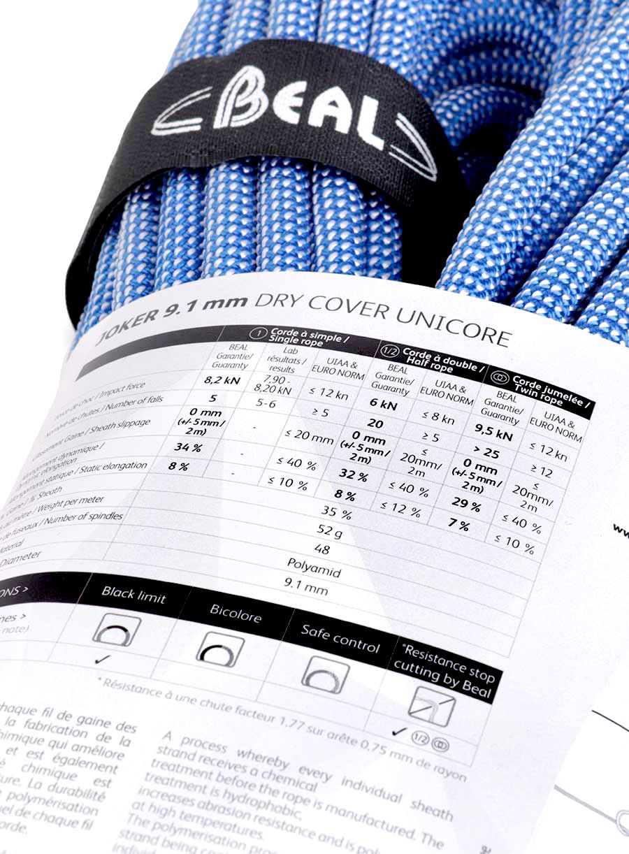 Uže za penjanje Beal Joker Soft 9,1 mm 60m Unicore Dry Cover - blue