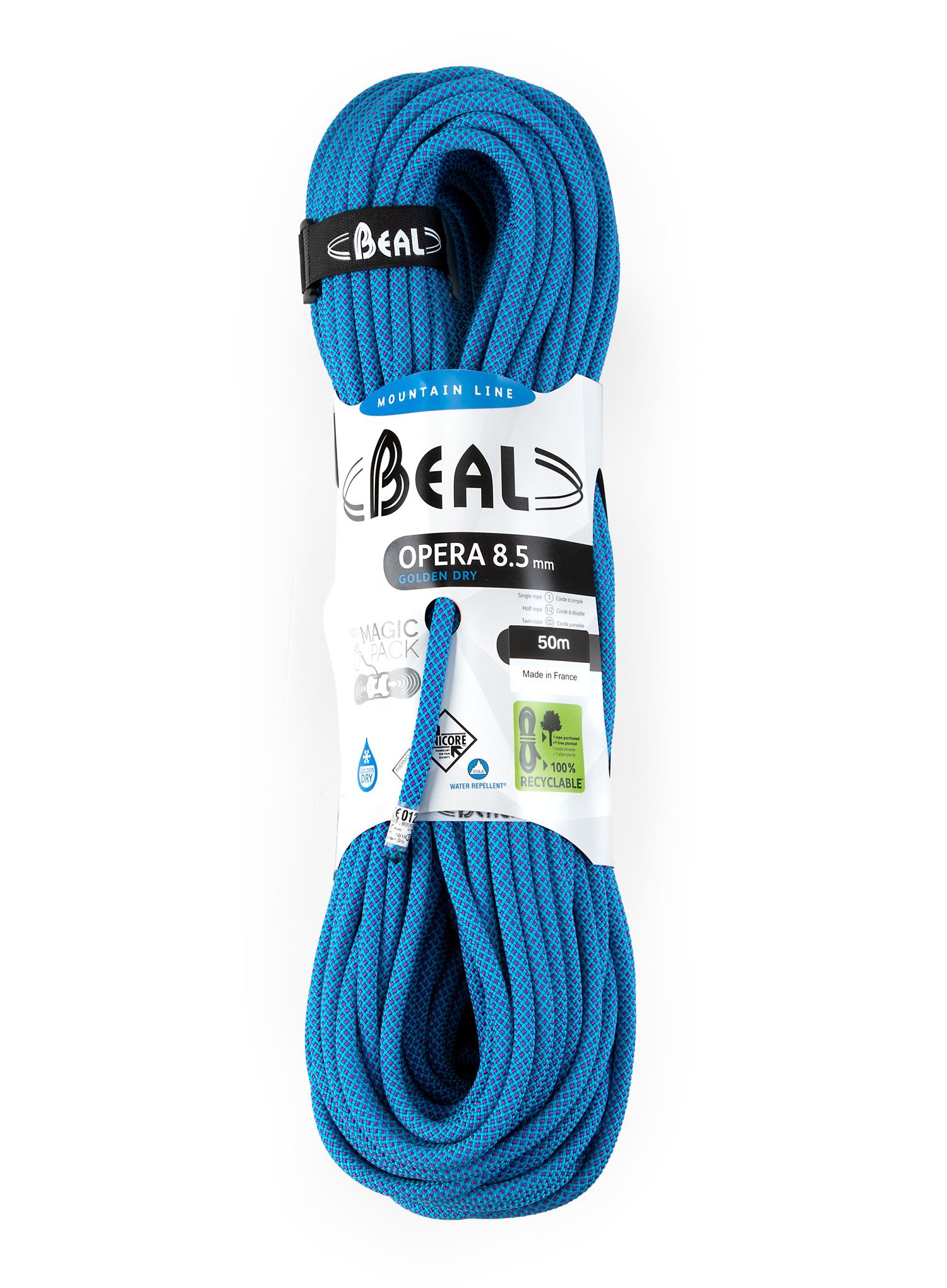 Uže za penjanje Beal Opera 8,5 mm 50 m Unicore Goldern Dry - blue