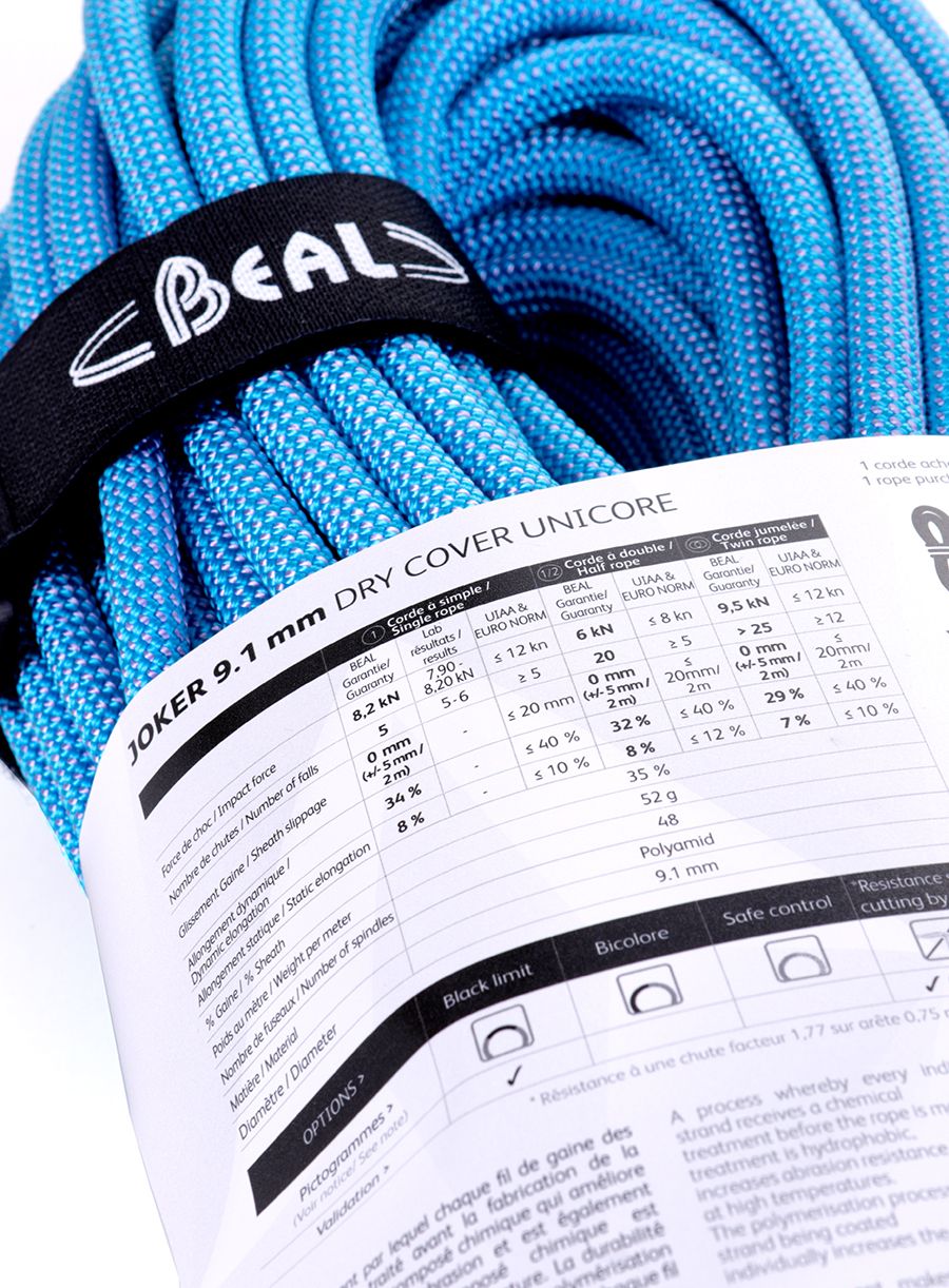 Twin uže Beal Joker 9,1 mm 70 m Unicore Dry Cover - blue