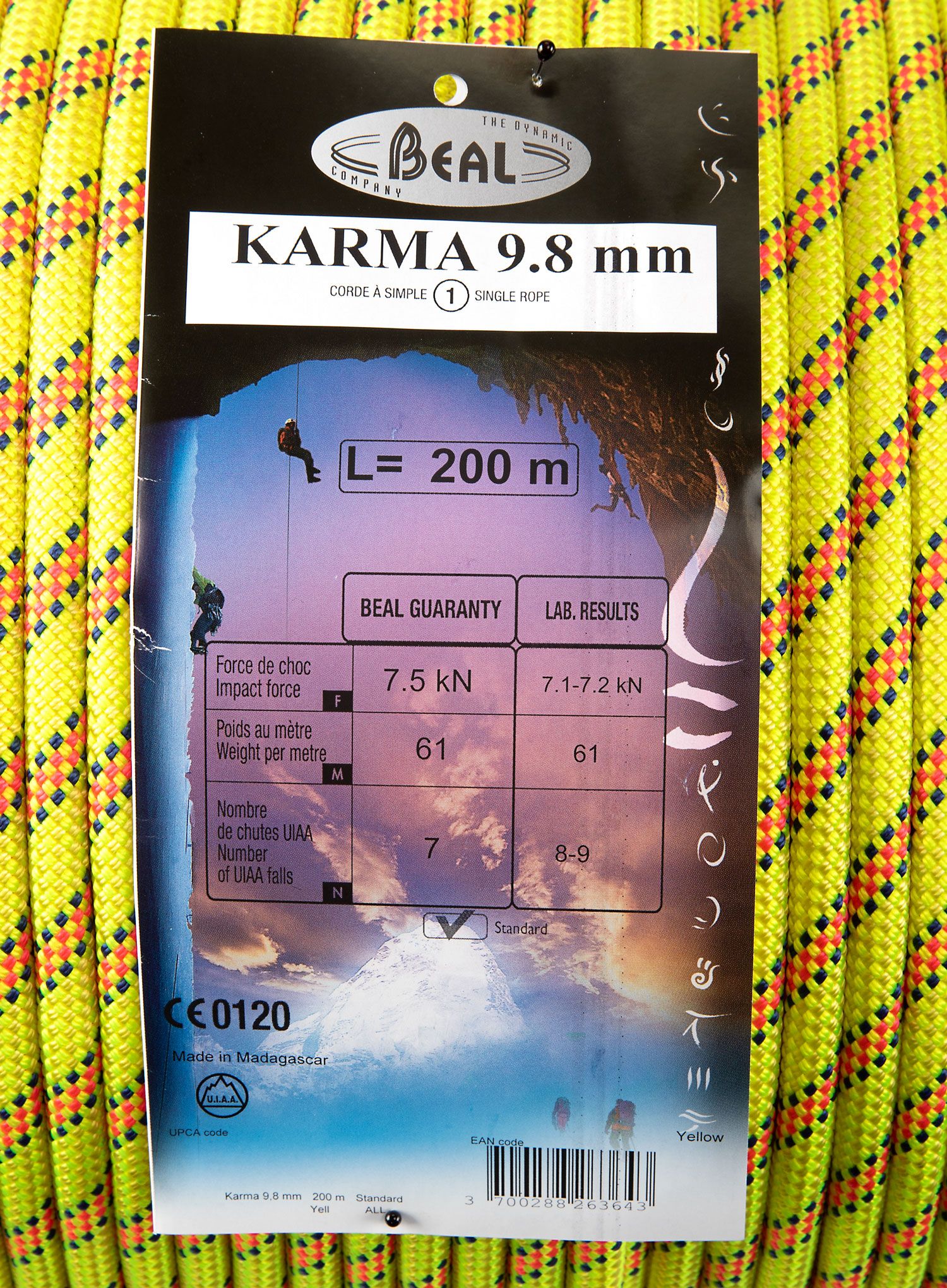 Dinamičko uže Beal Karma 9,8 mm - yellow
