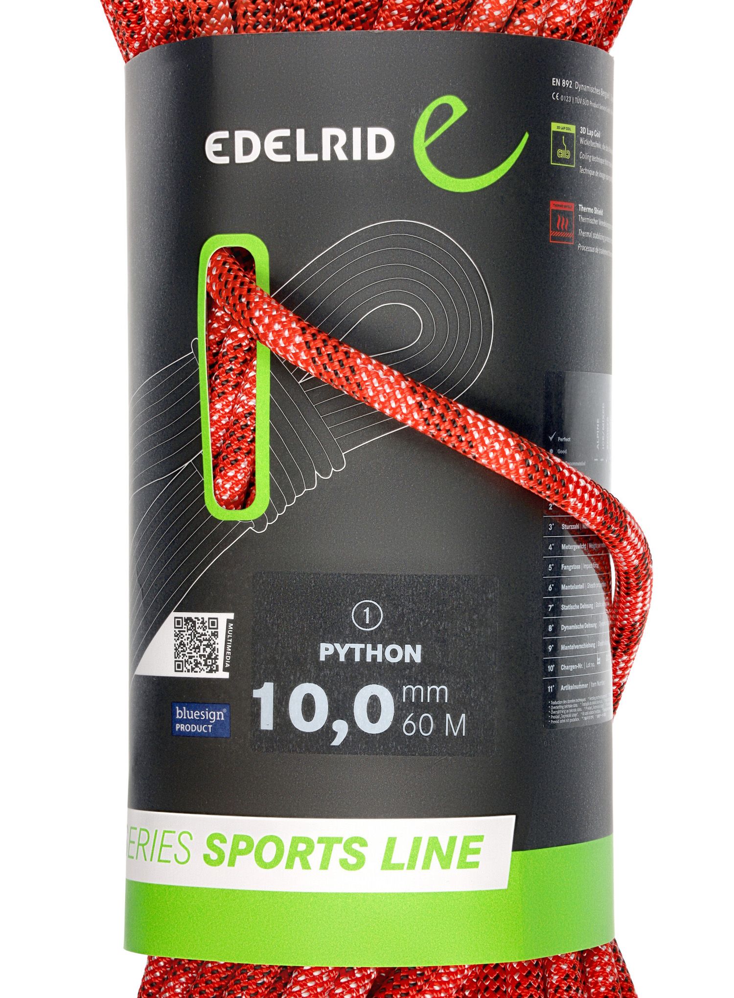 Dinamičko uže Edelrid Python 10 mm 60 m - red