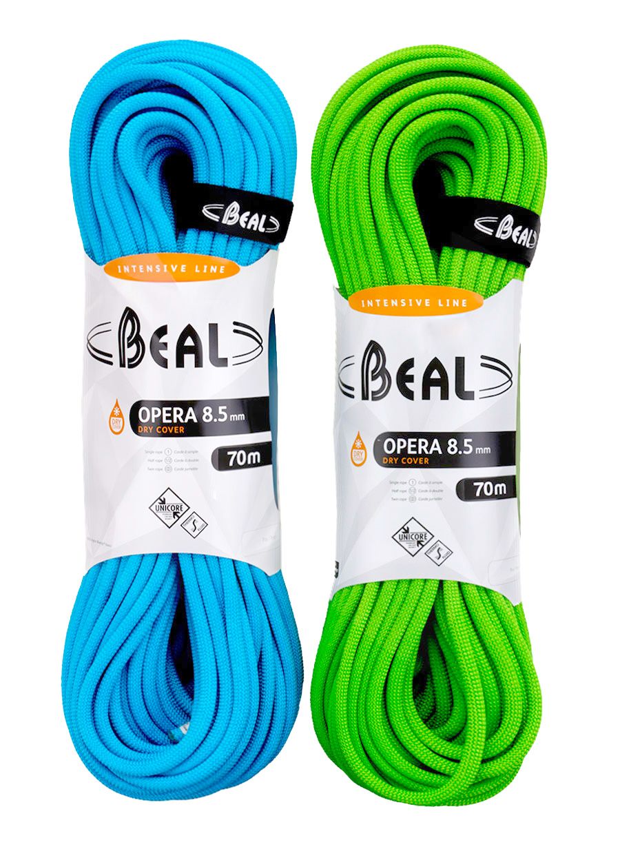 Dvojno uže Beal Opera 8,5 mm 50 m Unicore Dry Cover x2 - green/blue