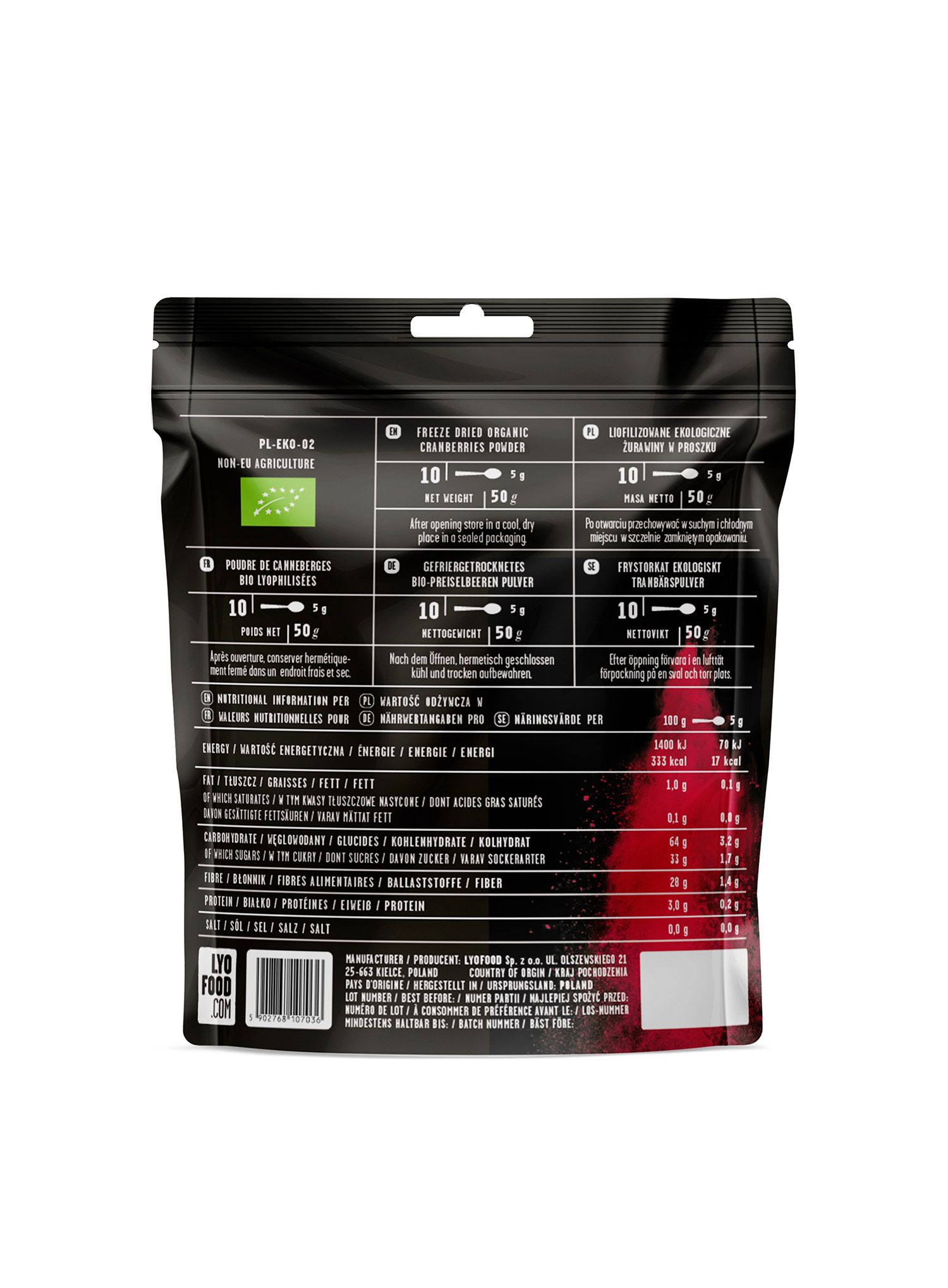 Liofilizat LYOFOOD Ekološka brusnica u prahu 50 g