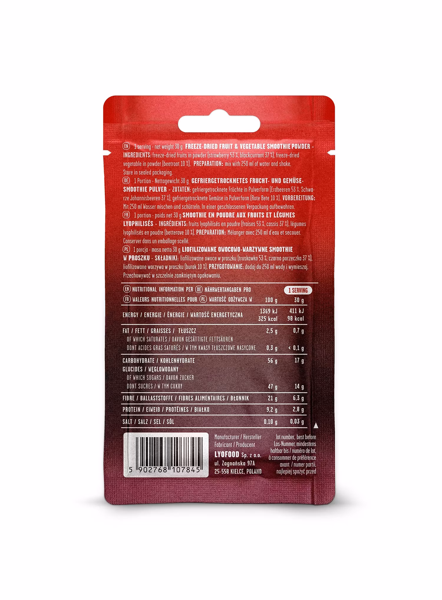 Liofilizat LYOFOOD Ruby Smoothie 280 ml