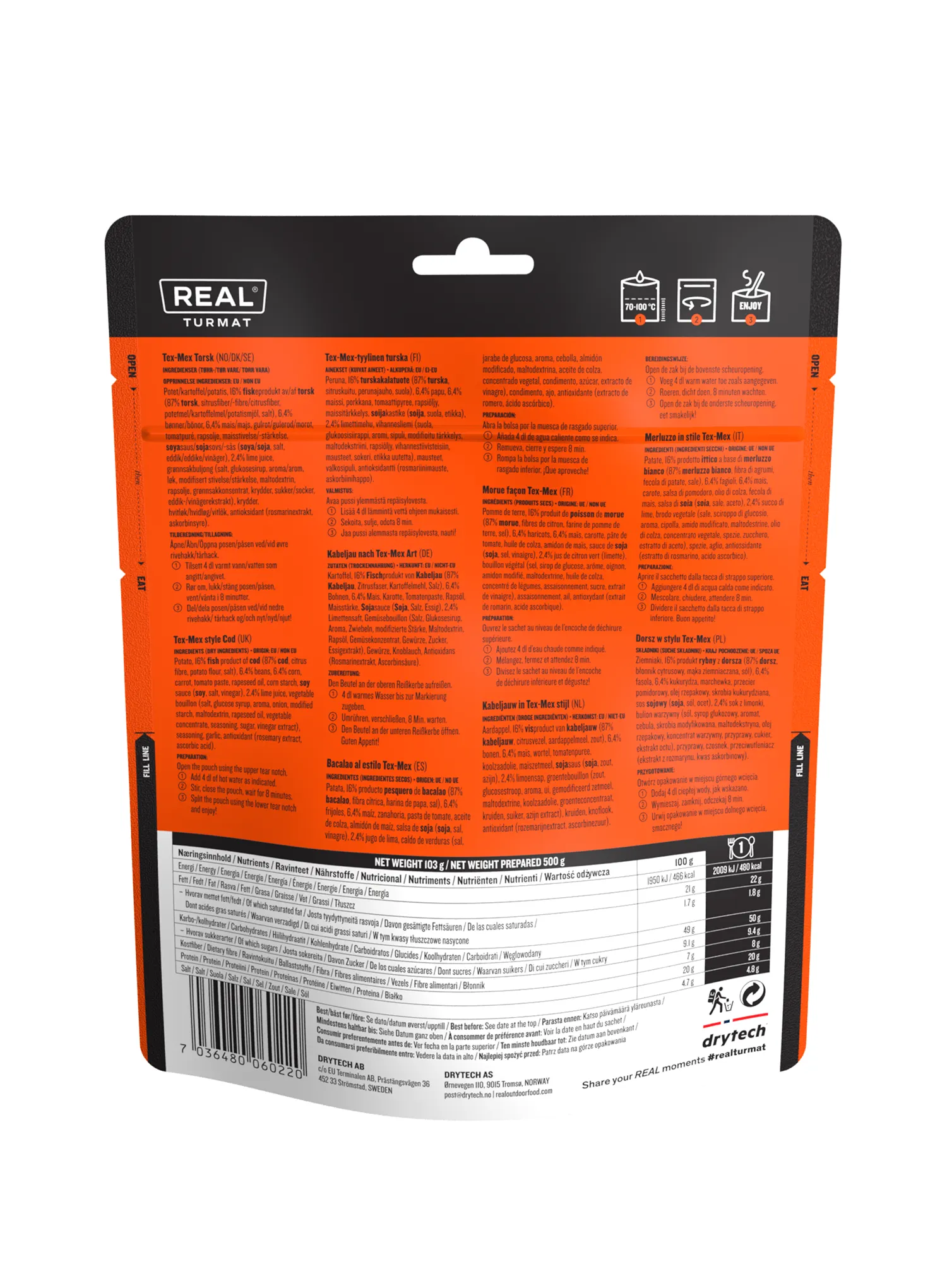 Liofilizat Real Turmat Dorsch u Tex-Mex stilu 500 g