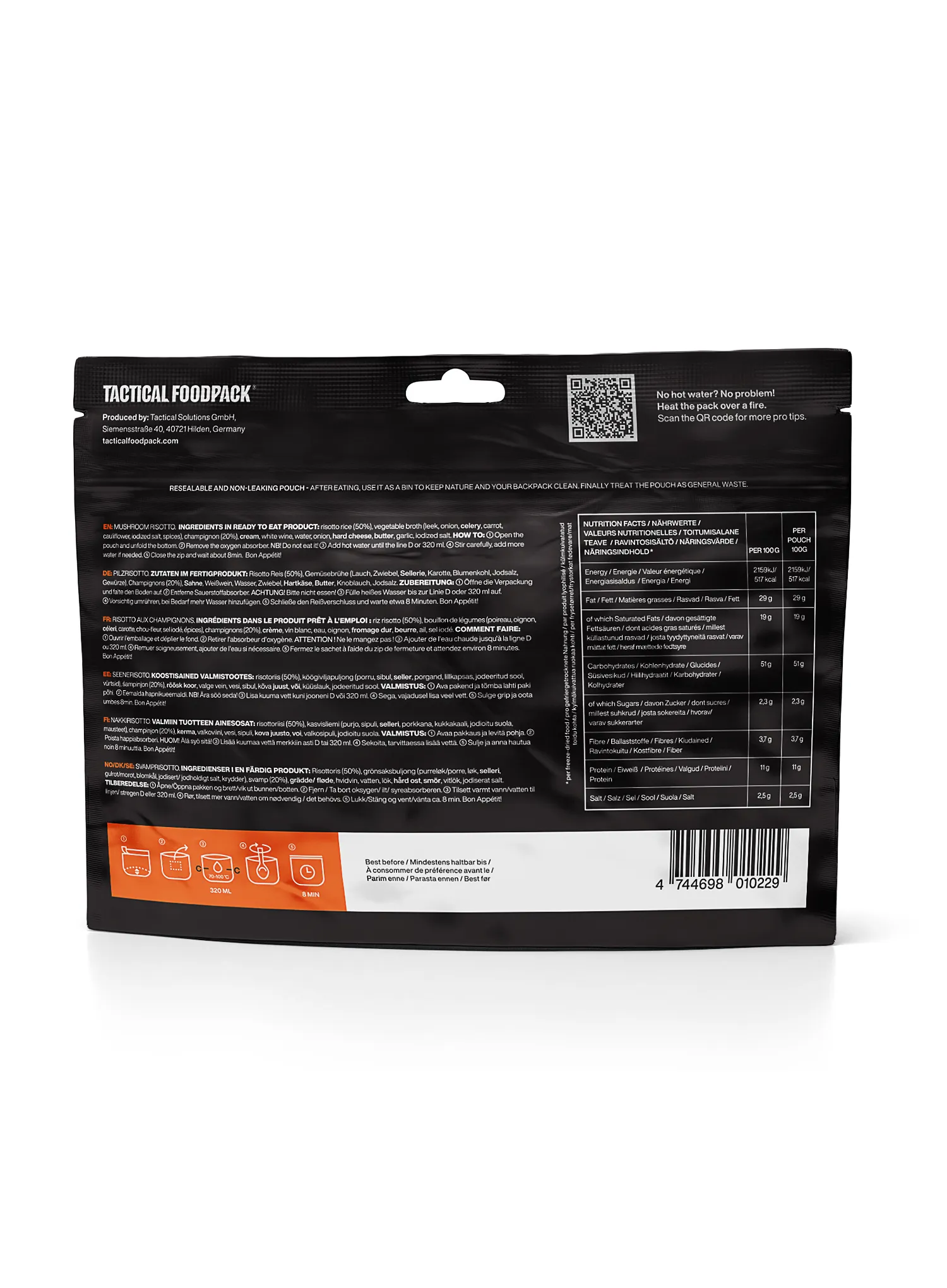 Liofilizat Tactical Foodpack Rižoto od gljiva 420 g
