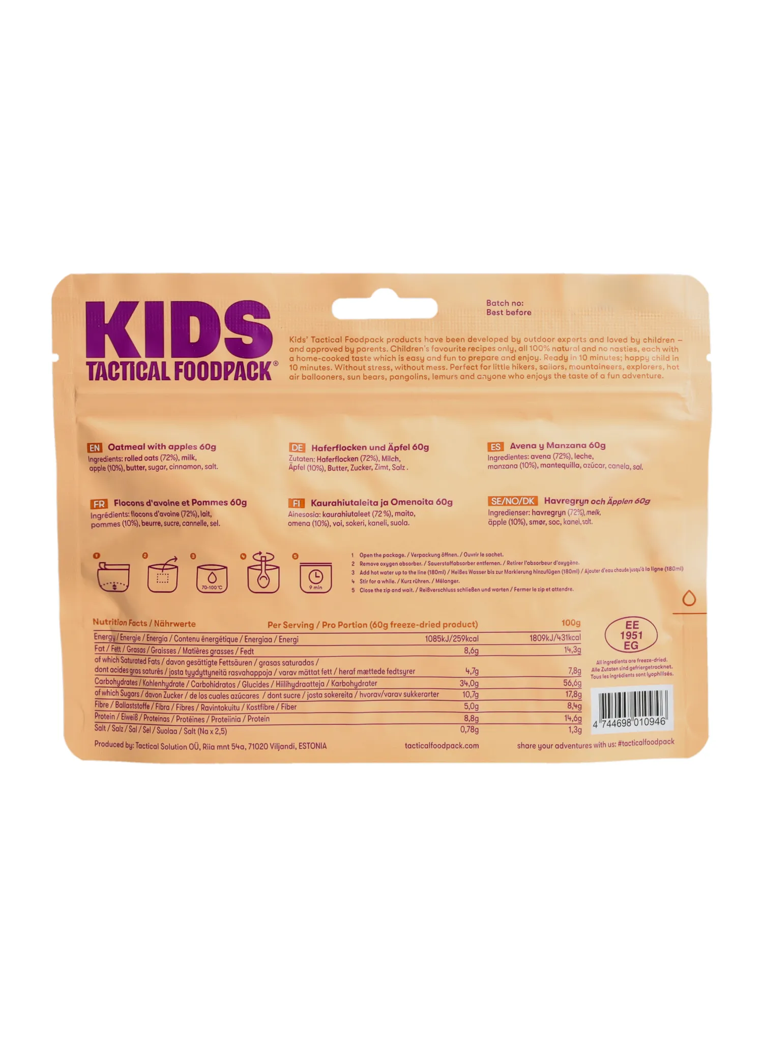 Liofilizat Tactical FoodPack Kids Oatmeal with Apples 200 g