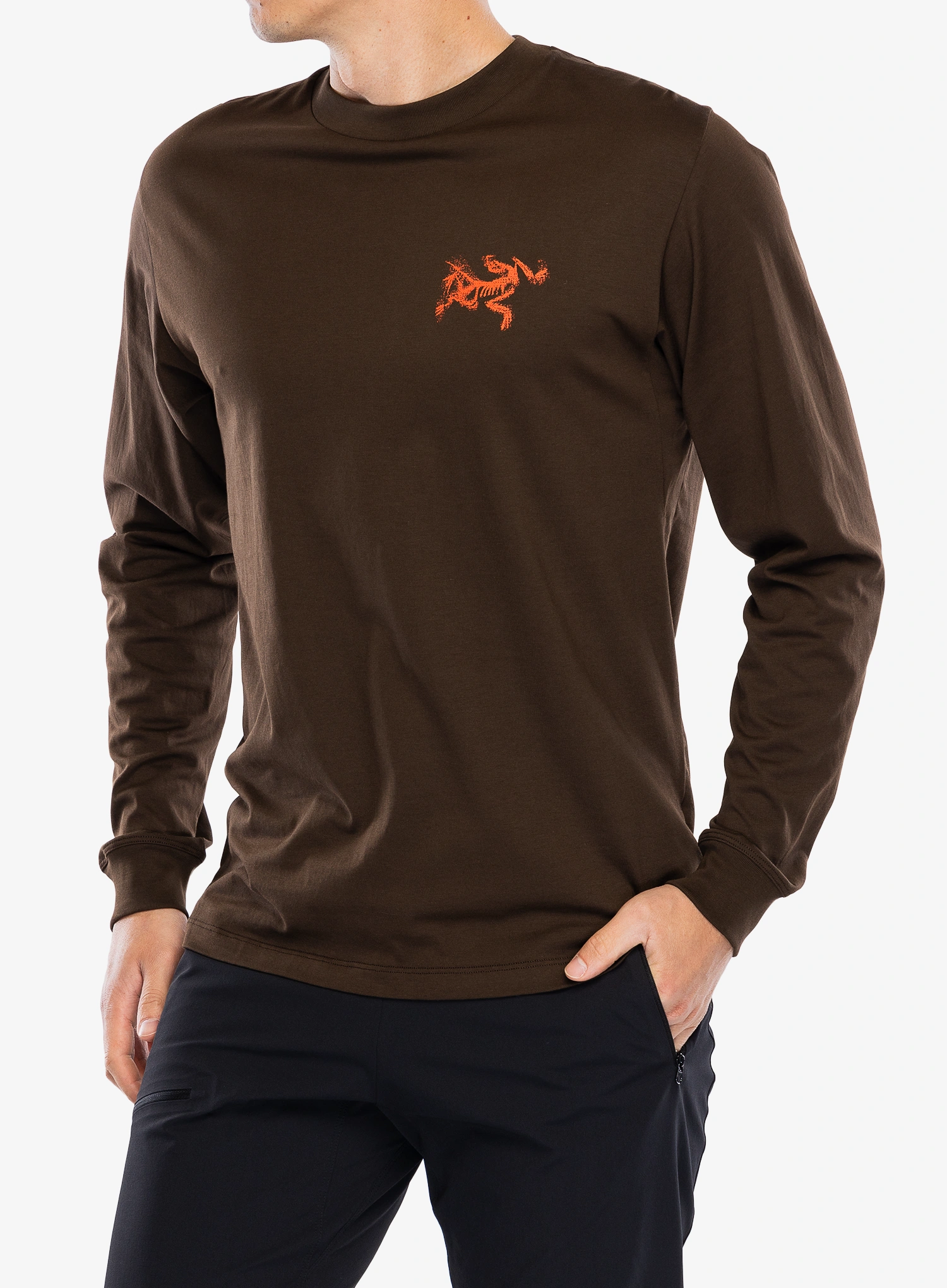 Majica dugih rukava Arcteryx Kragg SL Cotton Bird Tile LS - carob/dynasty