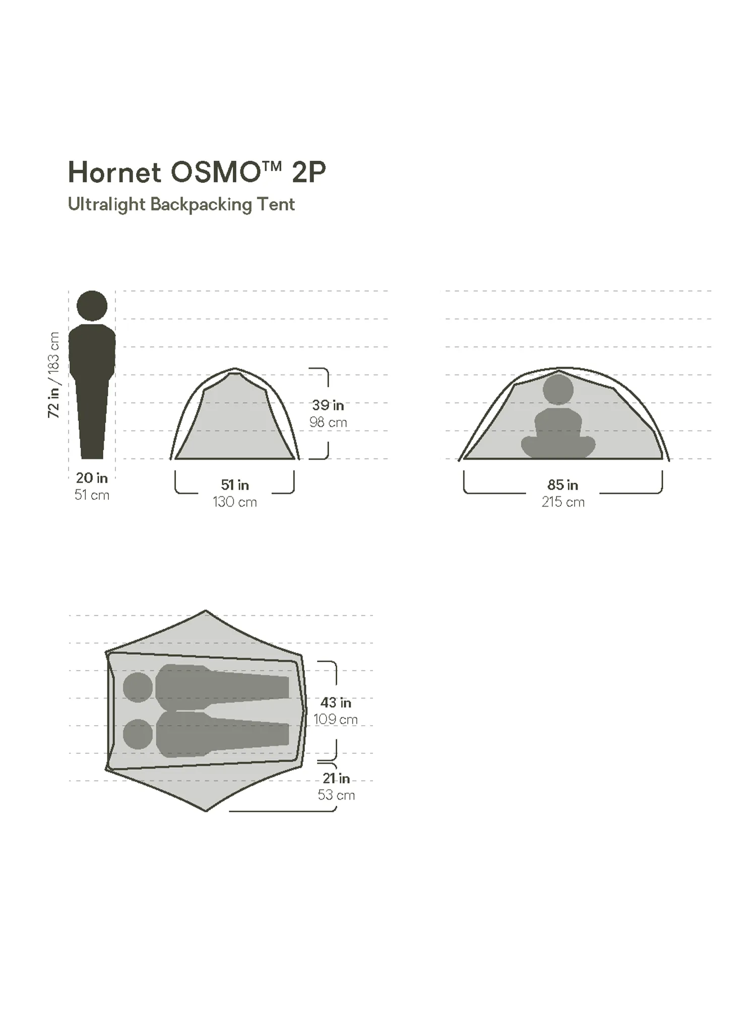 Šator za 2 osobe Nemo Hornet OSMO 2P - goodnight gray