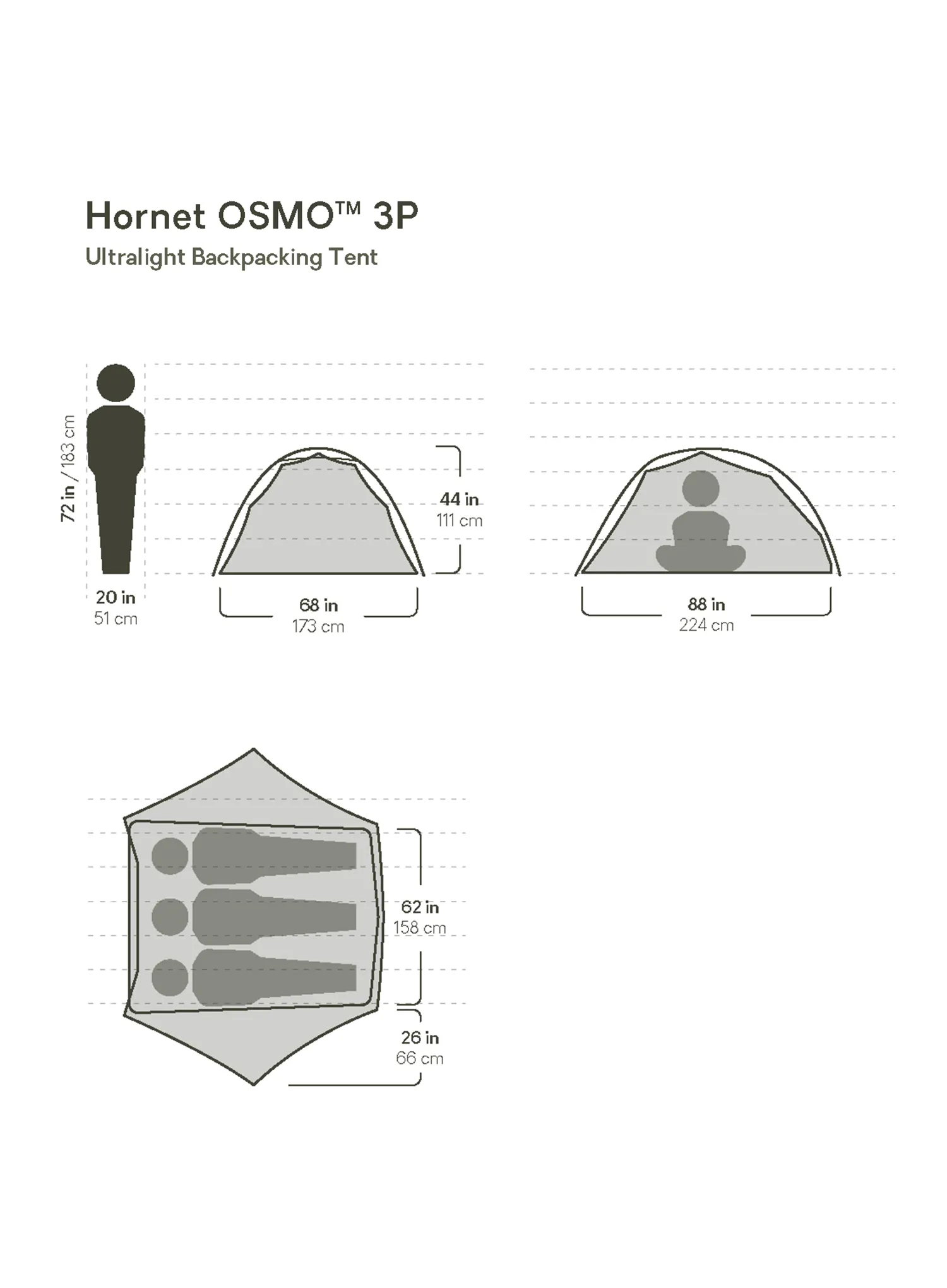 Šator za 3 osobe Nemo Hornet OSMO 3P - goodnight gray
